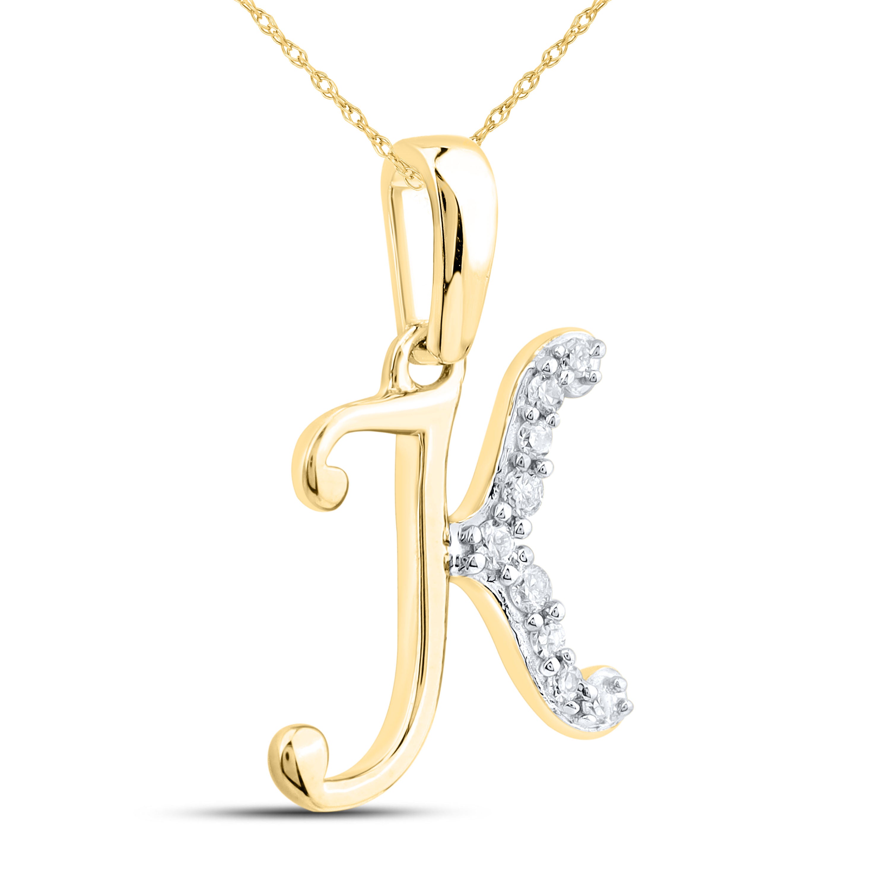 10KT YELLOW GOLD 0.04 CTW NATURAL DIAMOND INITIAL K