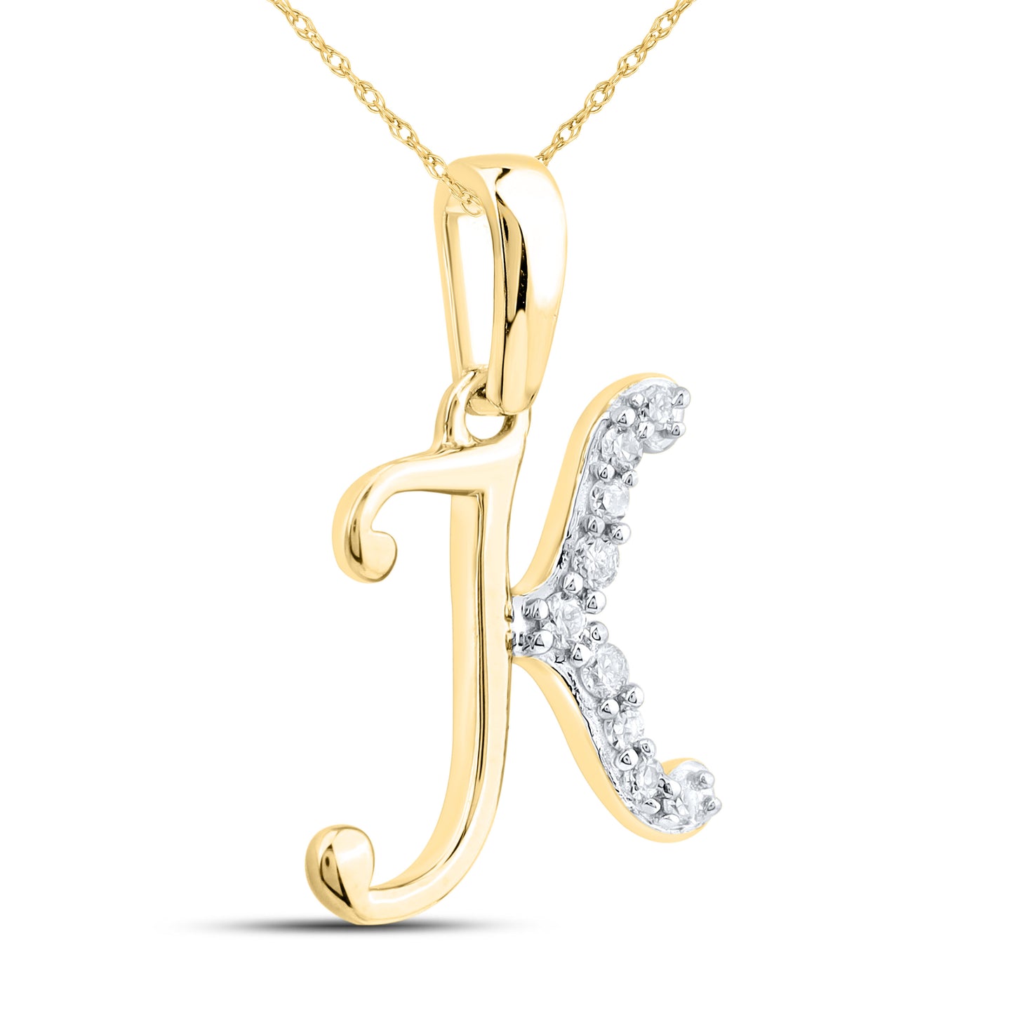 10KT YELLOW GOLD 0.04 CTW NATURAL DIAMOND INITIAL K
