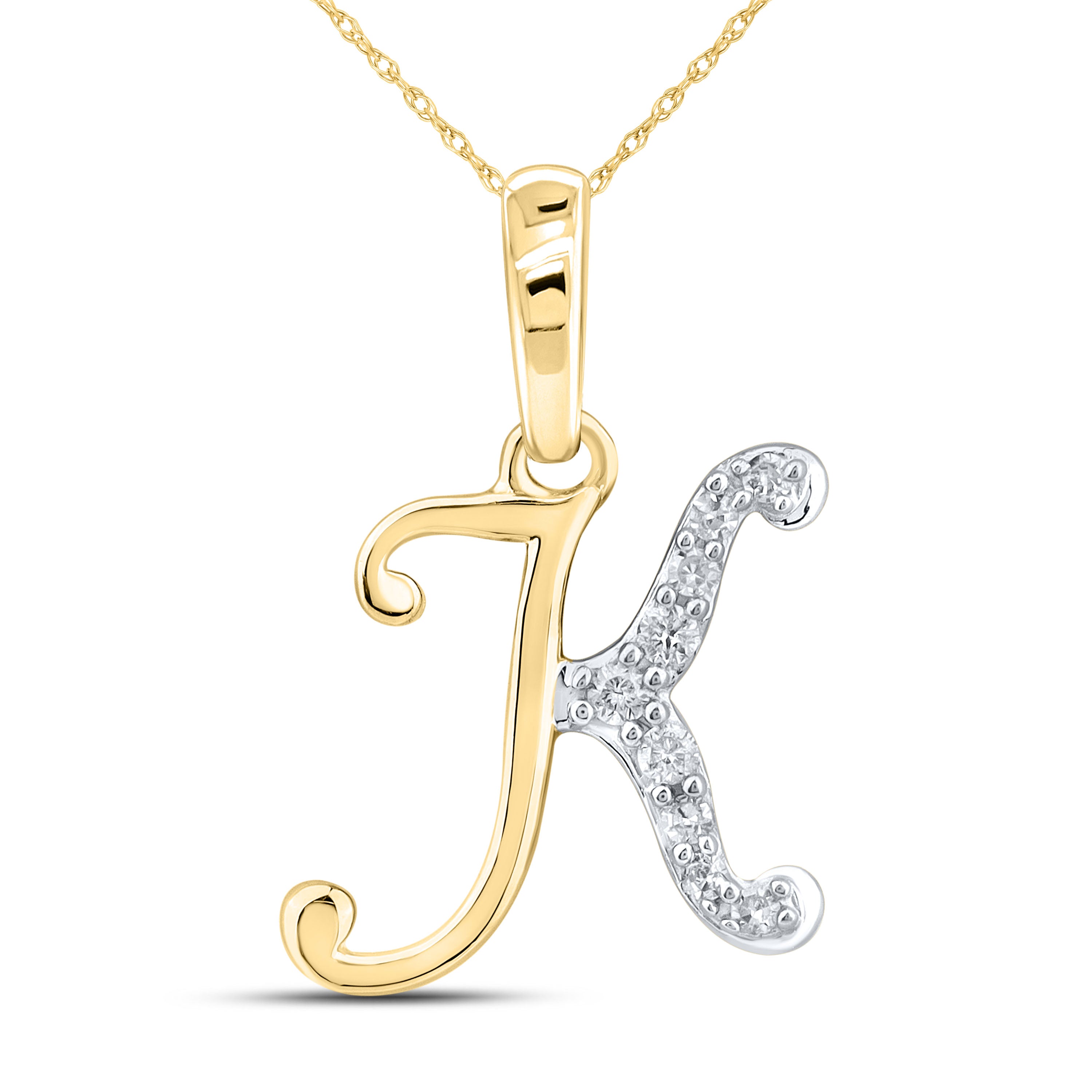 10KT YELLOW GOLD 0.04 CTW NATURAL DIAMOND INITIAL K