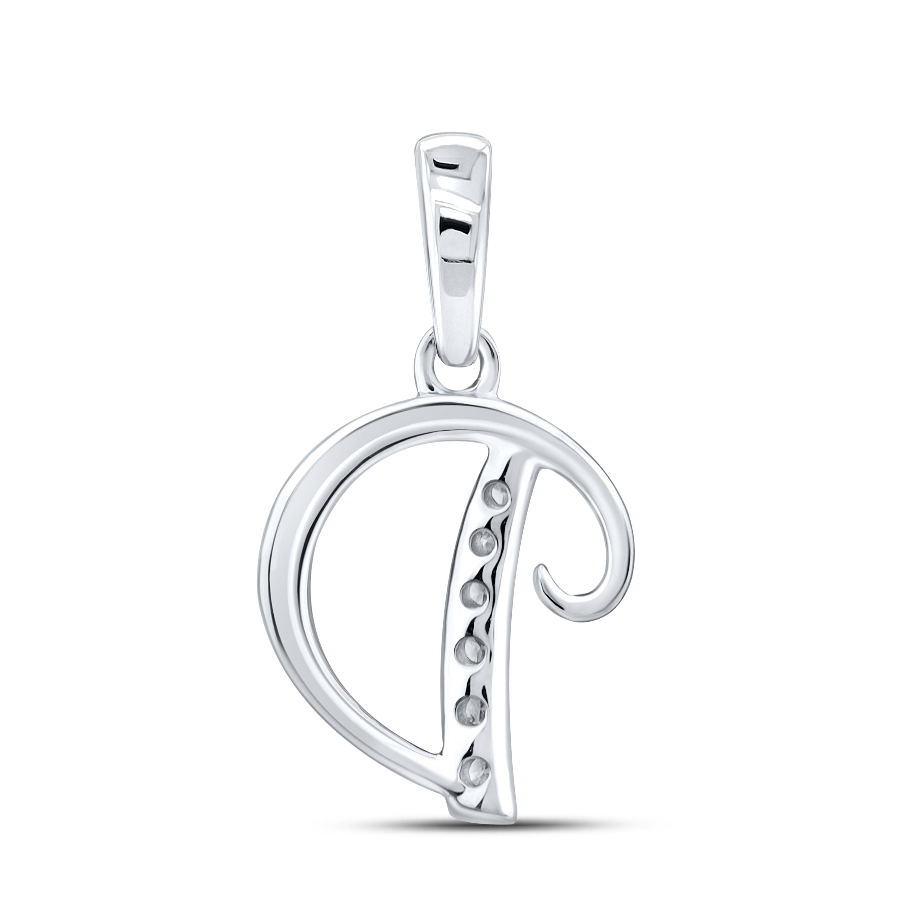 10kt White Gold 0.04 CTW Diamond Initial D