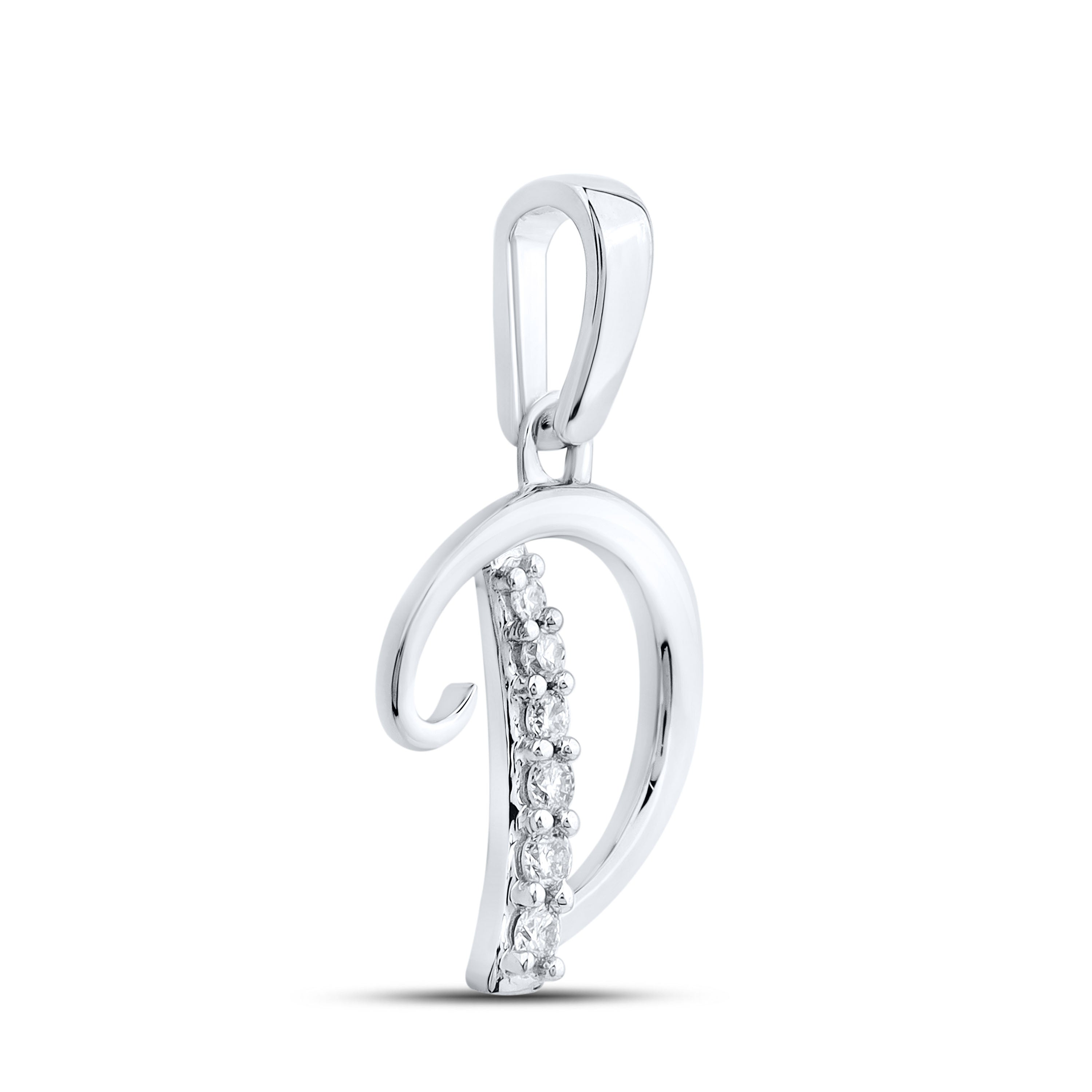 10kt White Gold 0.04 CTW Diamond Initial D