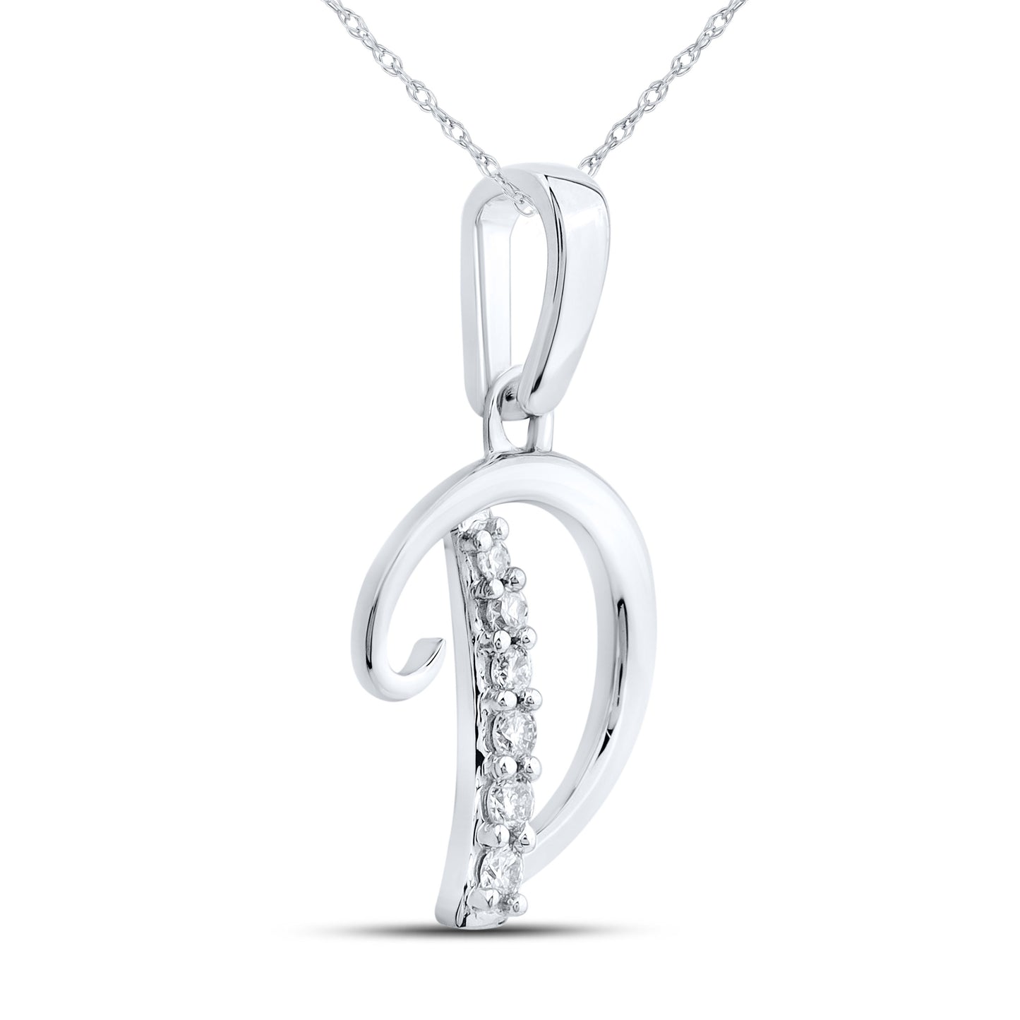 10kt White Gold 0.04 CTW Diamond Initial D
