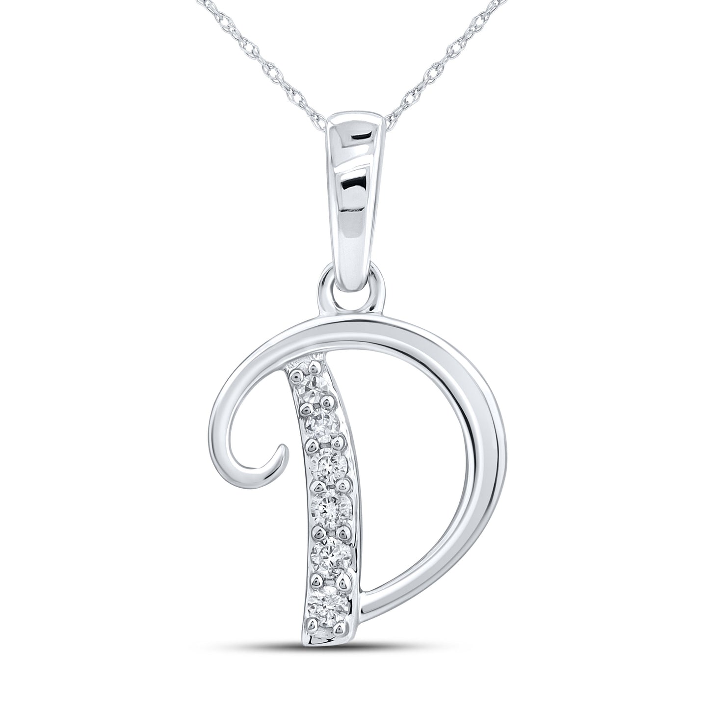 10kt White Gold 0.04 CTW Diamond Initial D