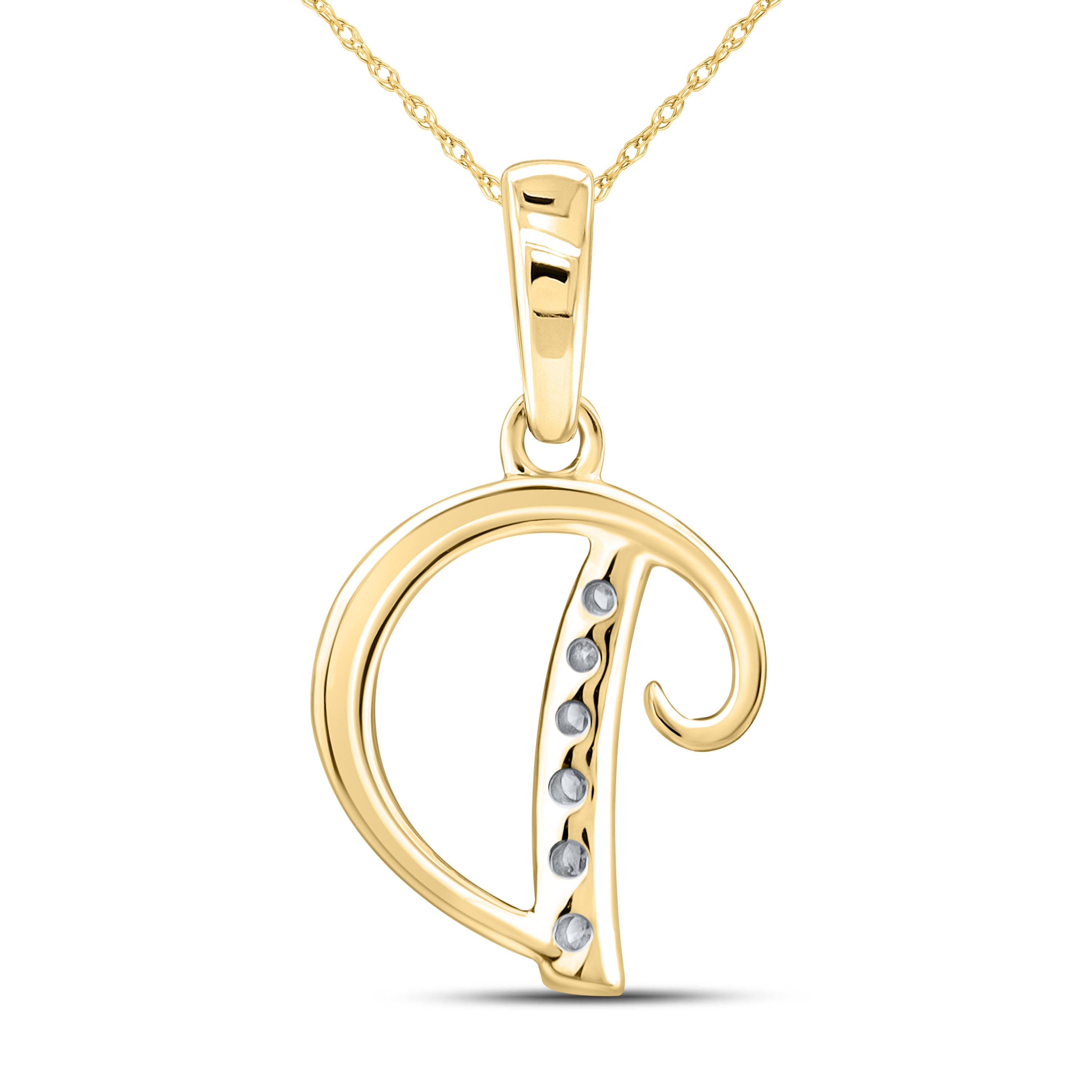 10kt Yellow Gold 0.04 CTW Diamond Initial D