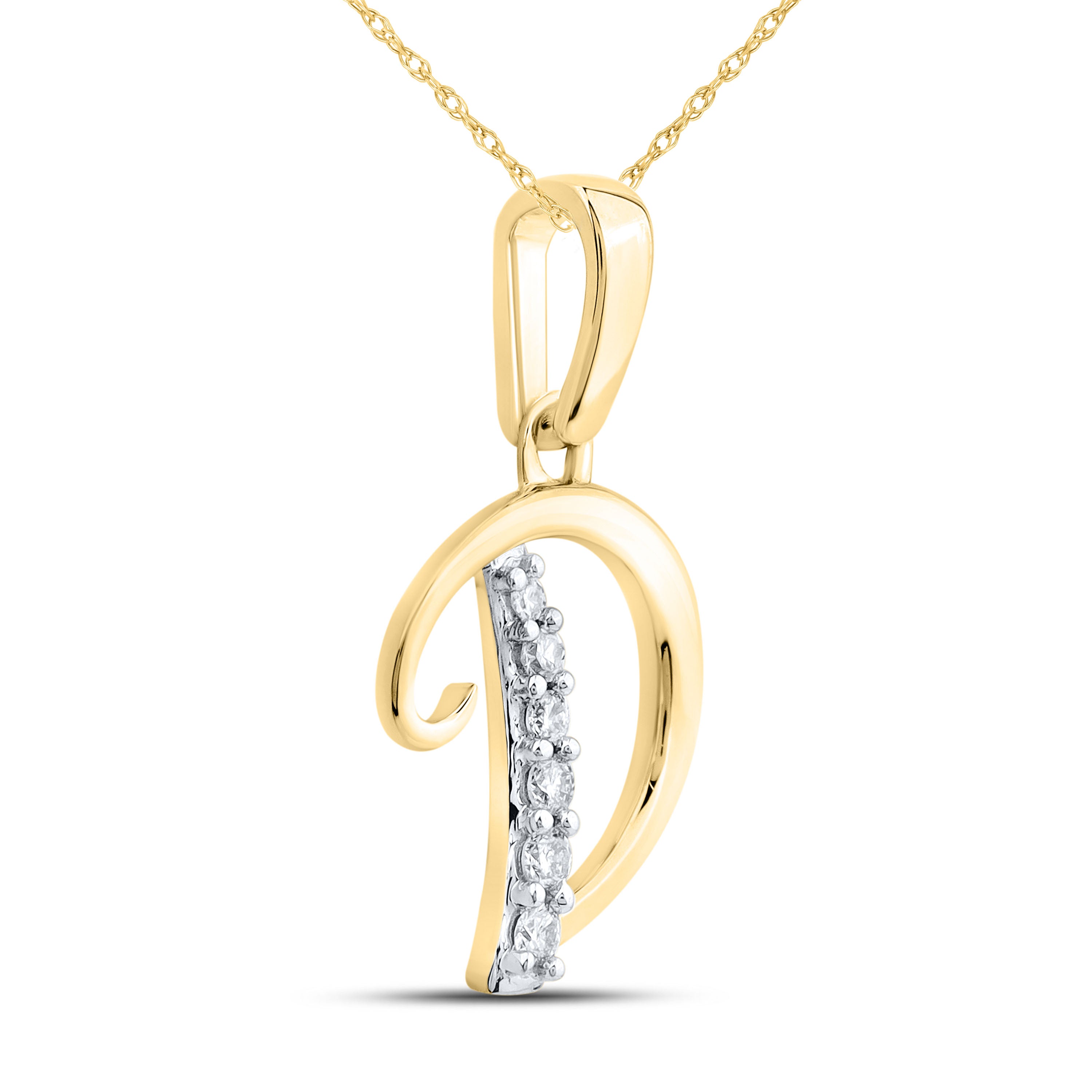 10kt Yellow Gold 0.04 CTW Diamond Initial D