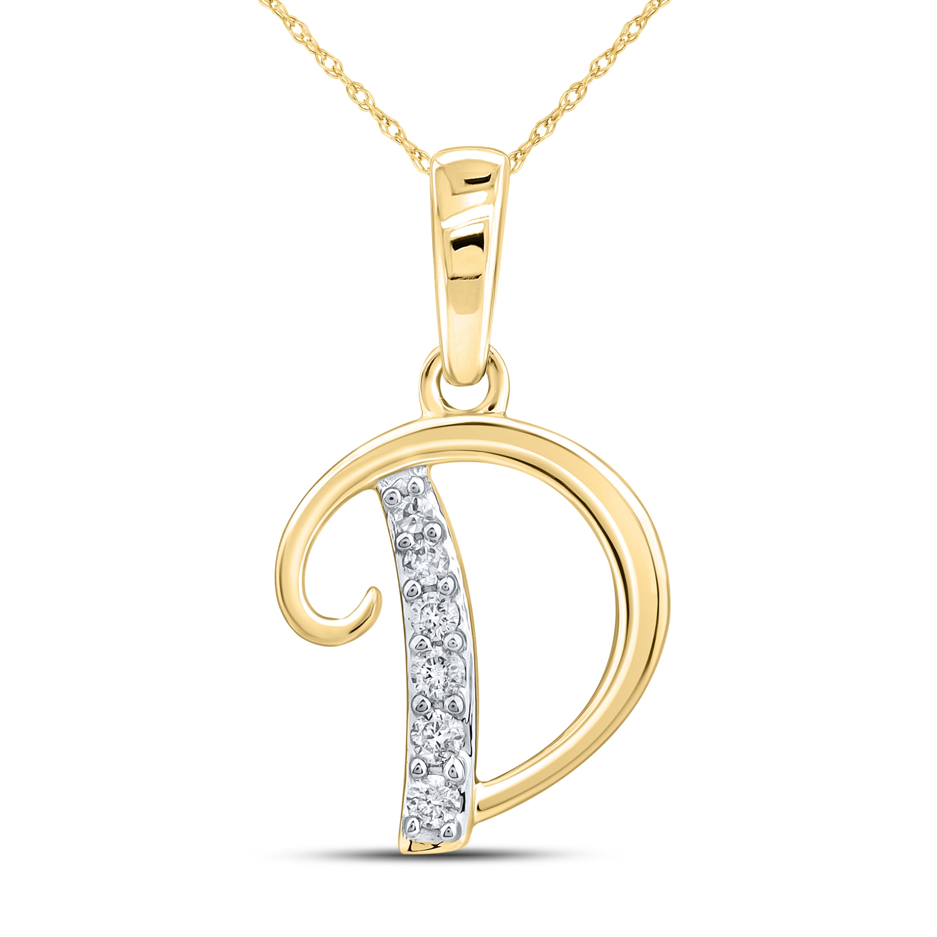 10kt Yellow Gold 0.04 CTW Diamond Initial D