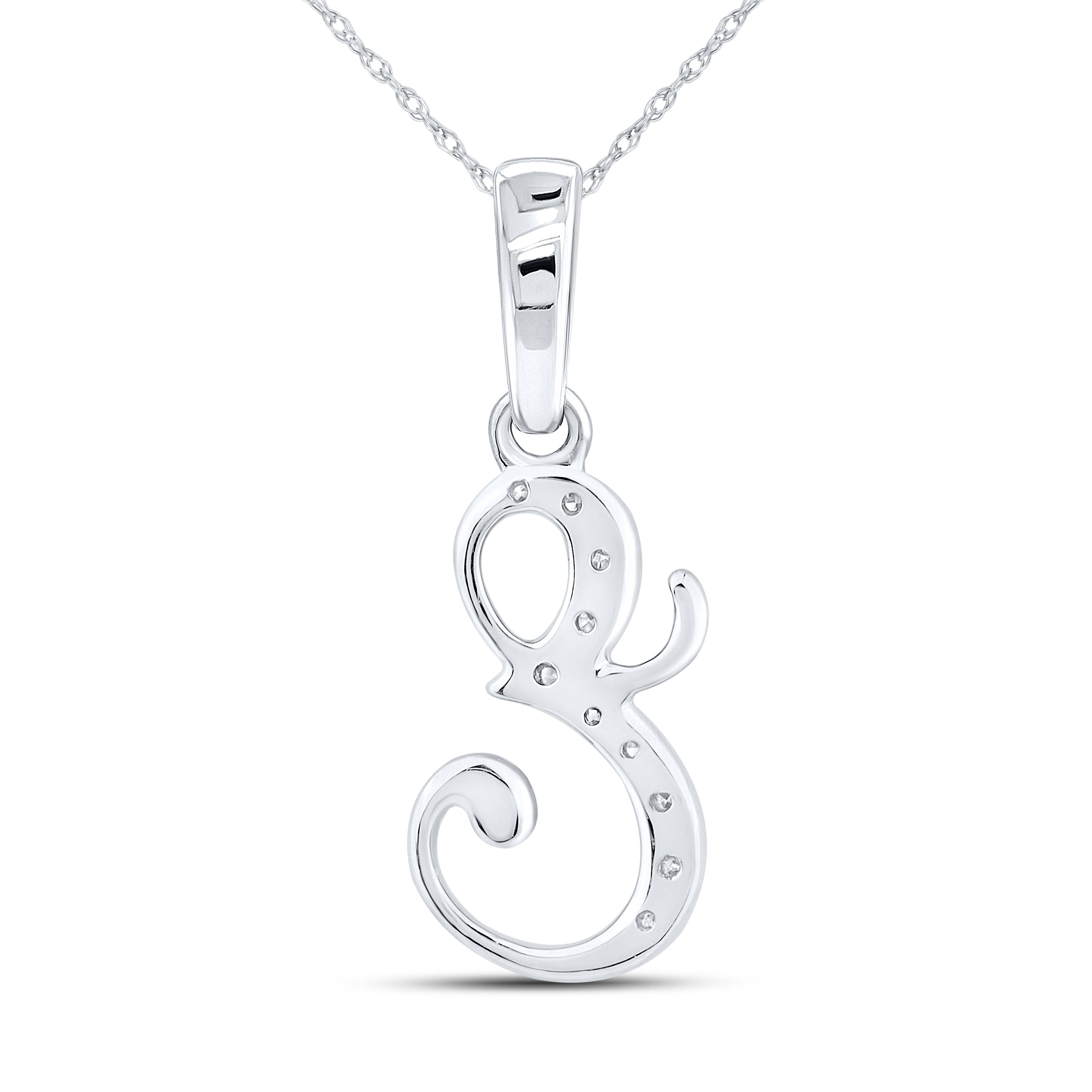 10KT WHITE GOLD 0.04 CTW NATURAL DIAMOND INITIAL E