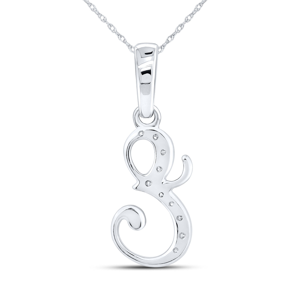 10KT WHITE GOLD 0.04 CTW NATURAL DIAMOND INITIAL E