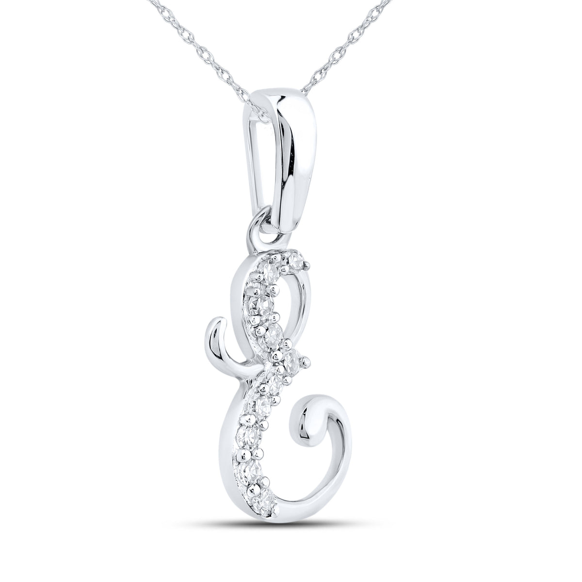 10KT WHITE GOLD 0.04 CTW NATURAL DIAMOND INITIAL E