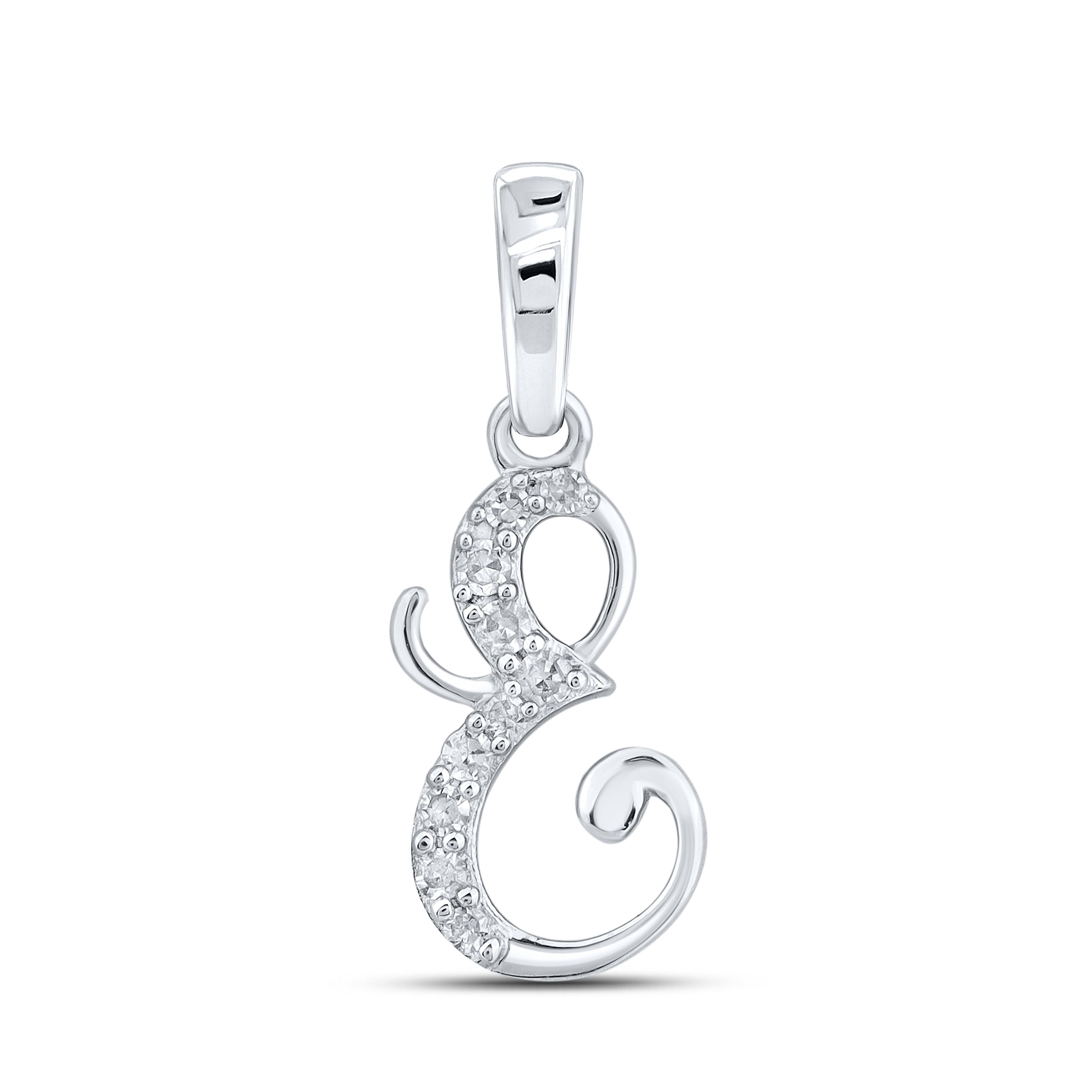 10KT WHITE GOLD 0.04 CTW NATURAL DIAMOND INITIAL E
