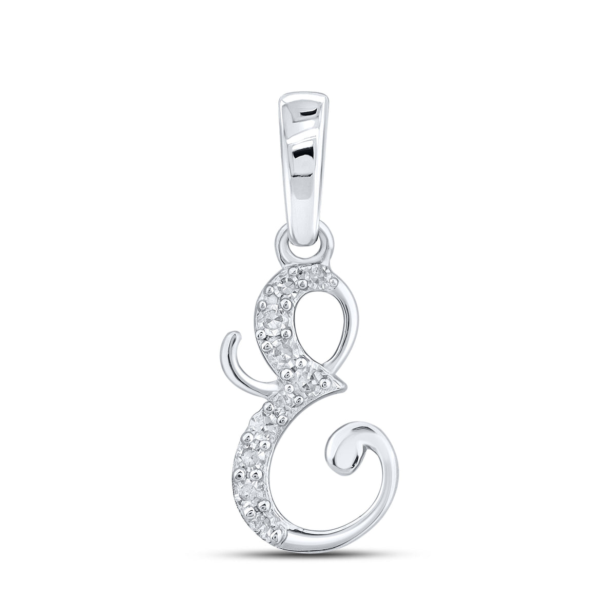 10KT WHITE GOLD 0.04 CTW NATURAL DIAMOND INITIAL E