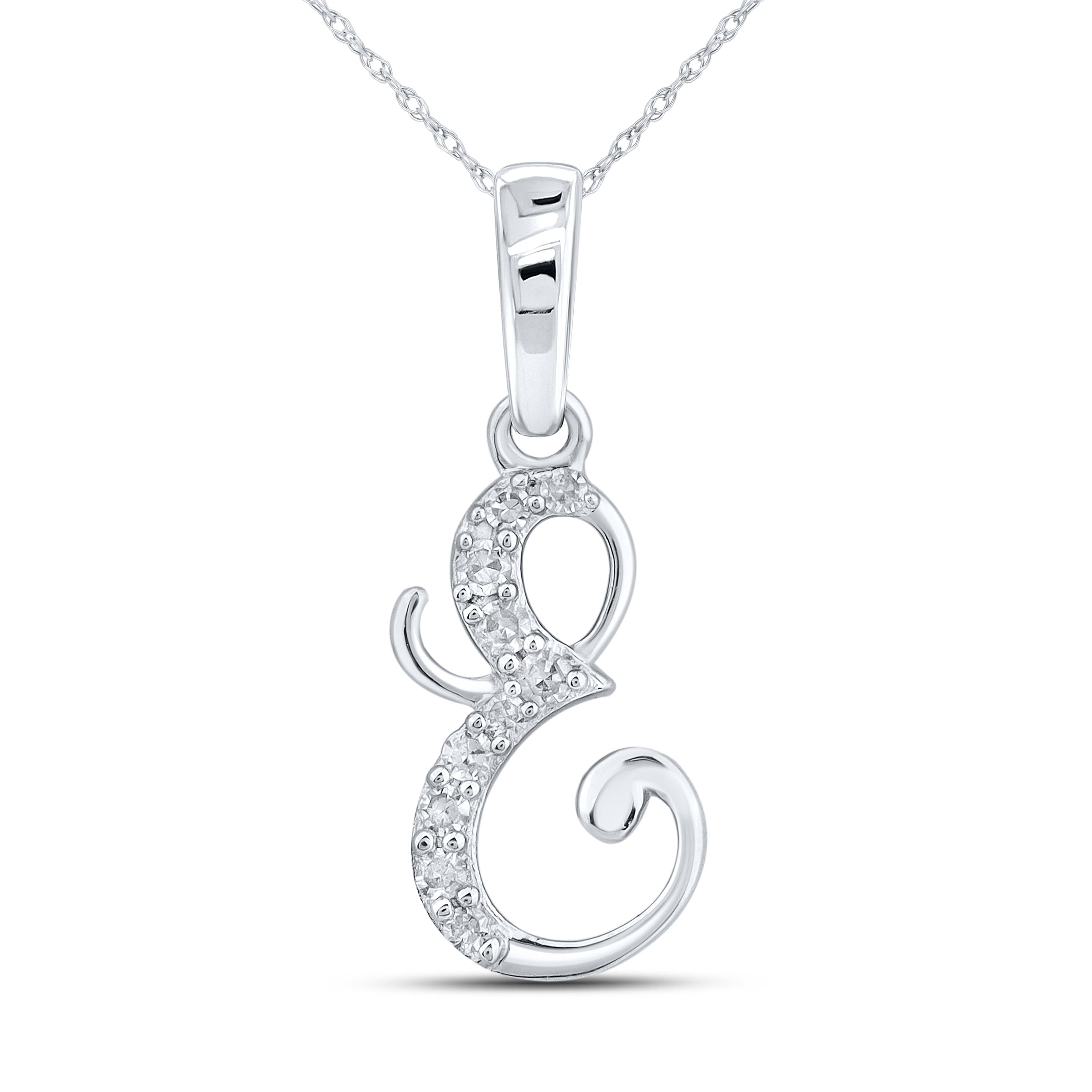 10KT WHITE GOLD 0.04 CTW NATURAL DIAMOND INITIAL E