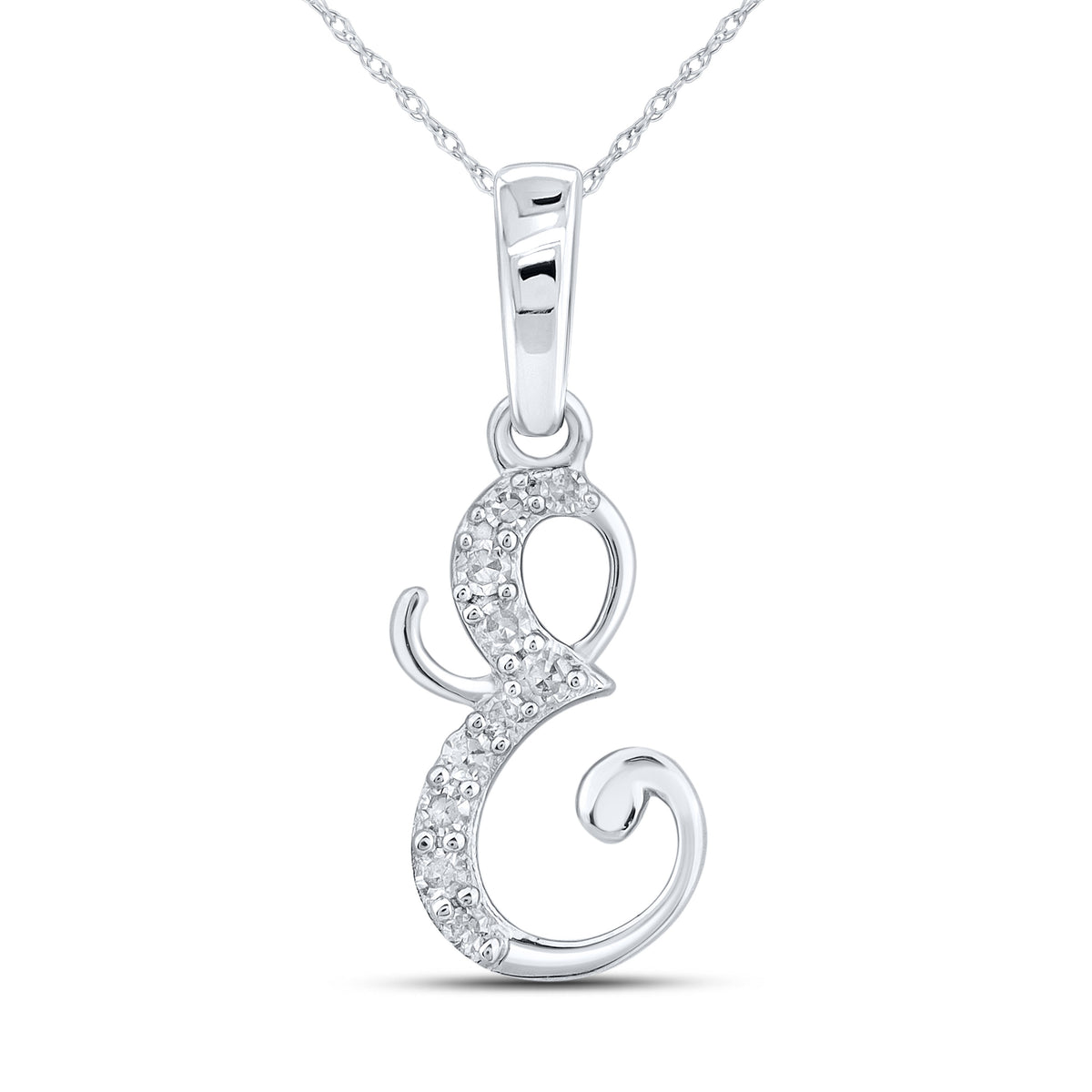 10KT WHITE GOLD 0.04 CTW NATURAL DIAMOND INITIAL E