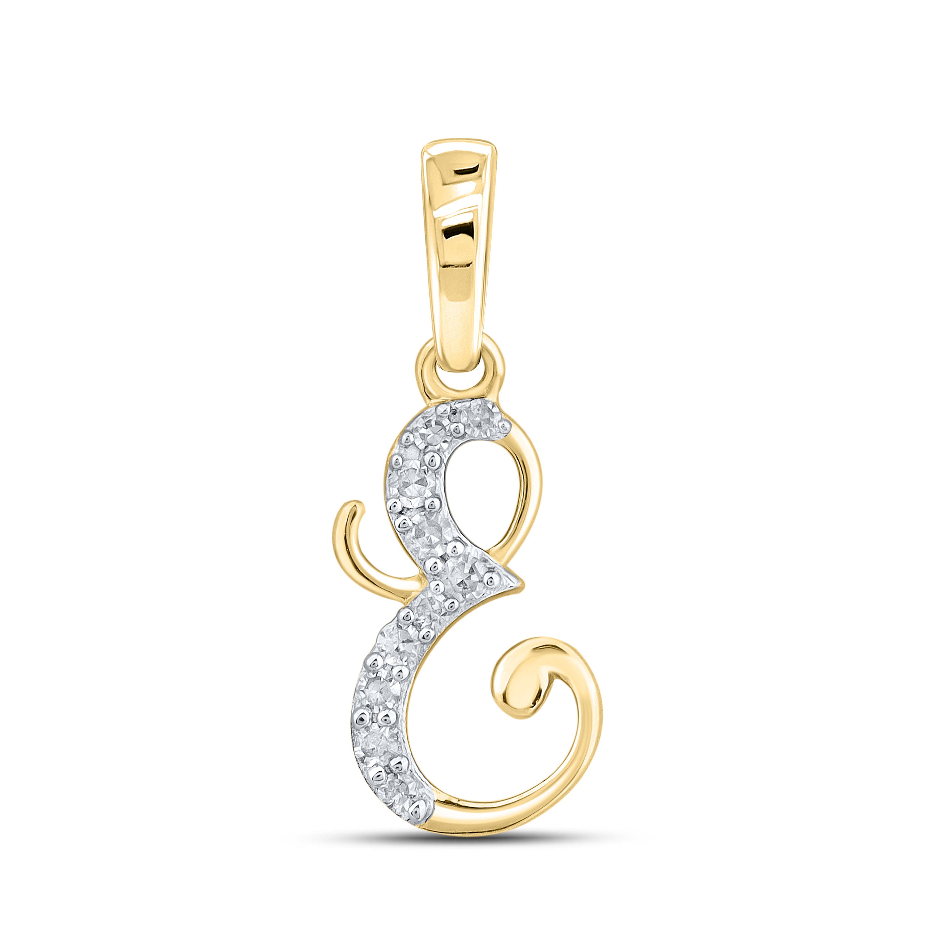 10KT YELLOW GOLD 0.04 CTW NATURAL DIAMOND INITIAL E