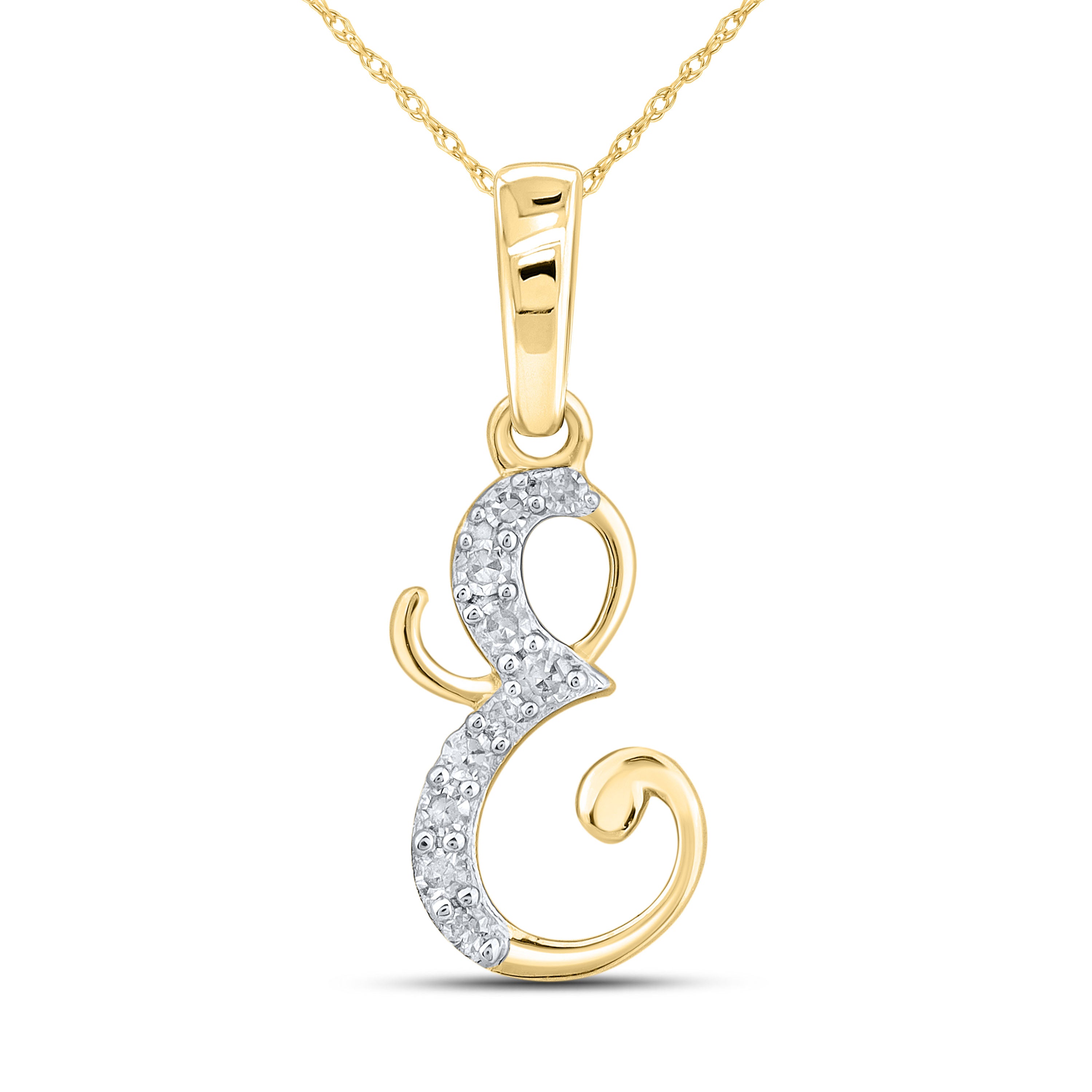 10KT YELLOW GOLD 0.04 CTW NATURAL DIAMOND INITIAL E