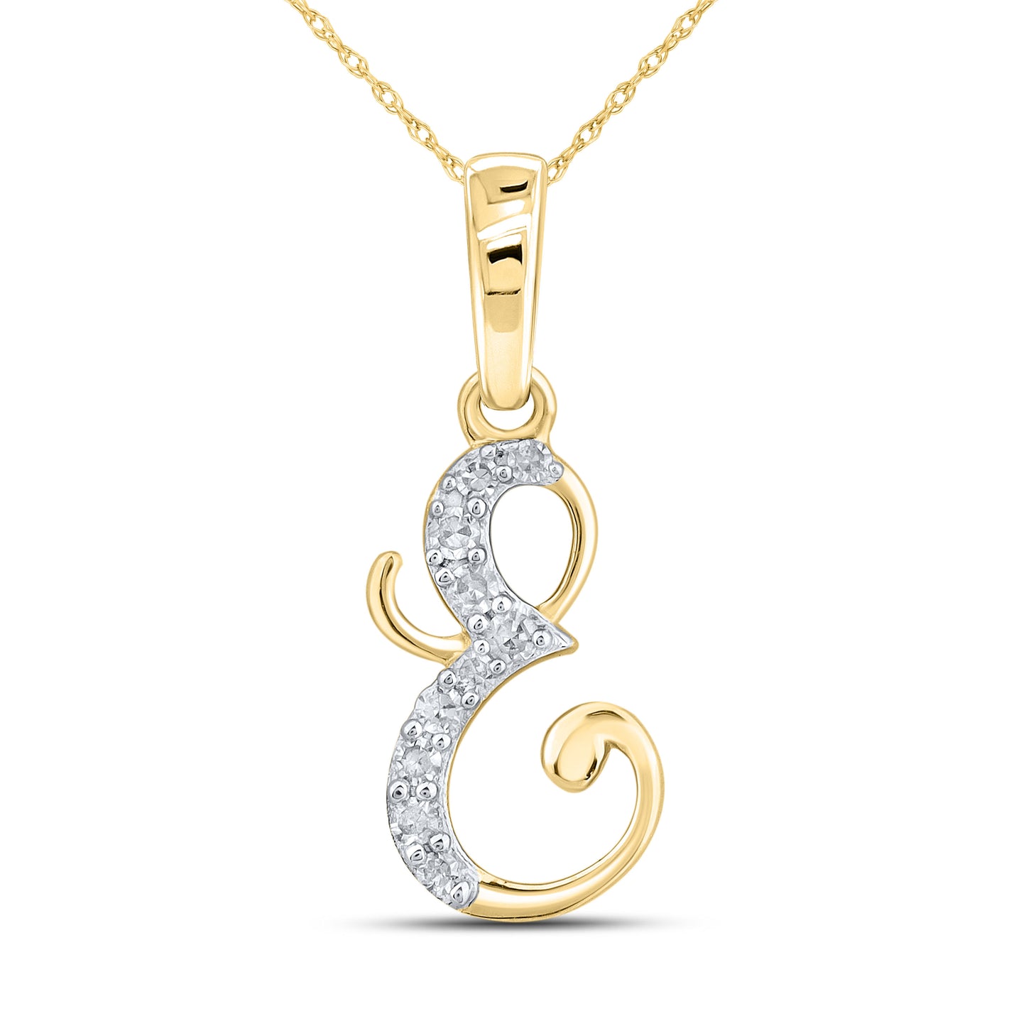10KT YELLOW GOLD 0.04 CTW NATURAL DIAMOND INITIAL E