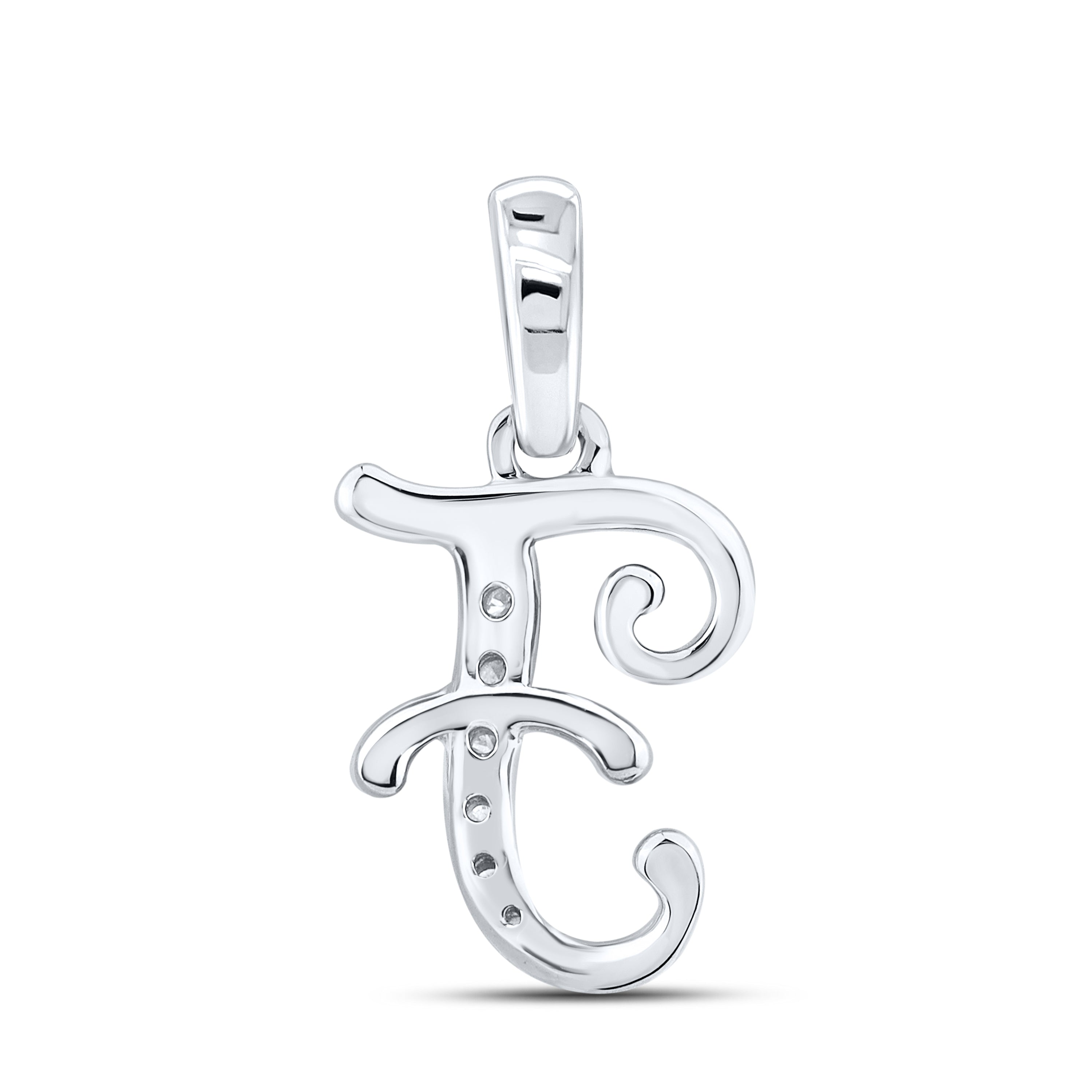 10KT WHITE GOLD 0.04 CTW NATURAL DIAMOND INITIAL F