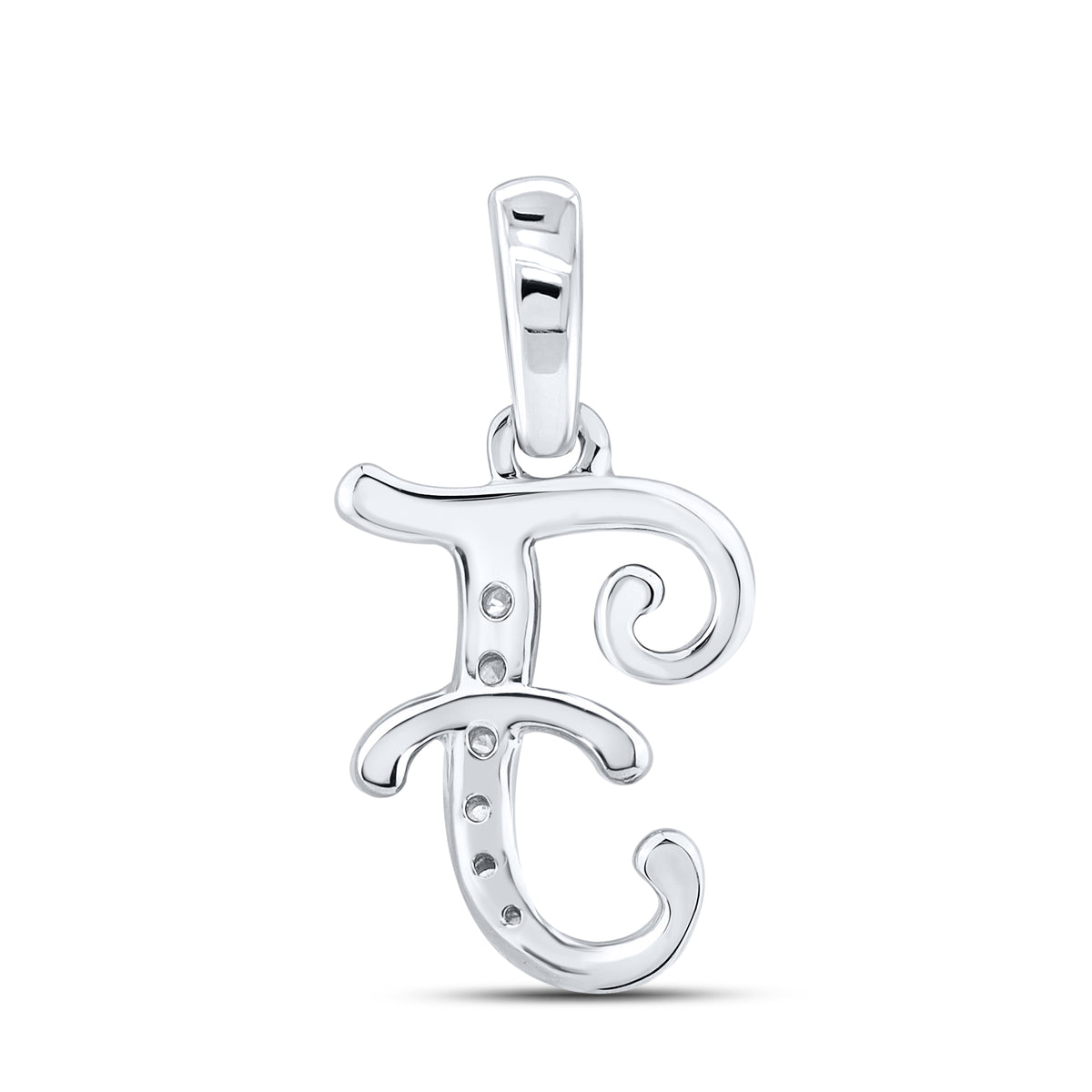10KT WHITE GOLD 0.04 CTW NATURAL DIAMOND INITIAL F
