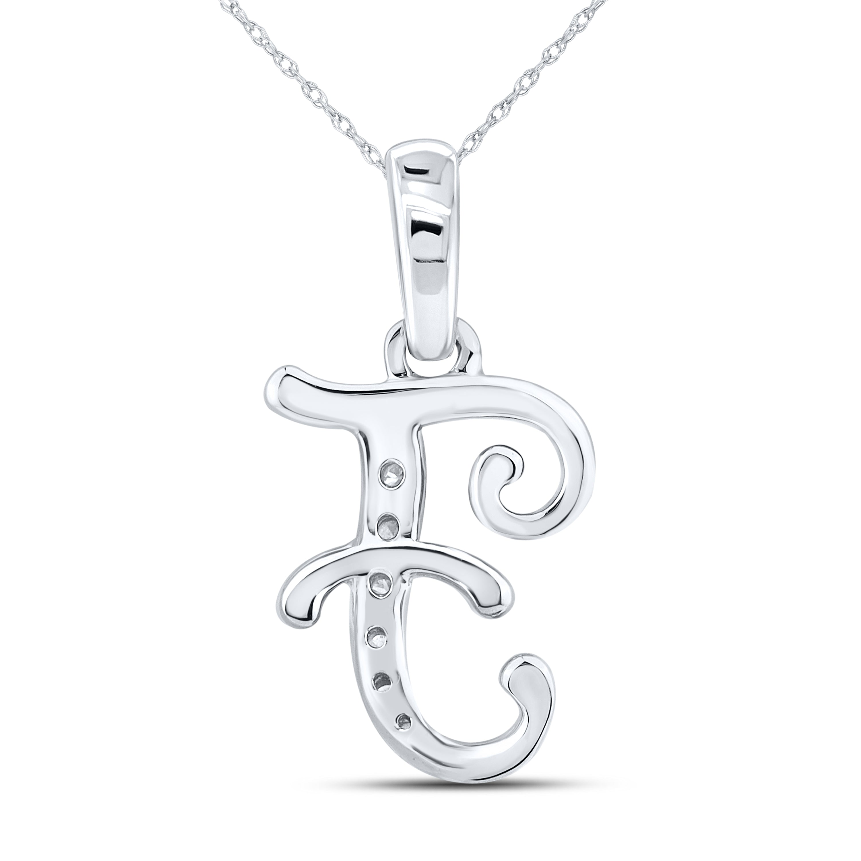 10KT WHITE GOLD 0.04 CTW NATURAL DIAMOND INITIAL F