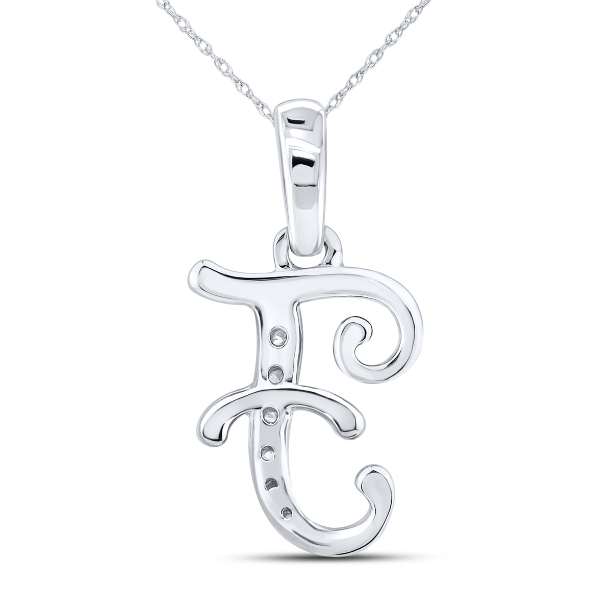 10KT WHITE GOLD 0.04 CTW NATURAL DIAMOND INITIAL F