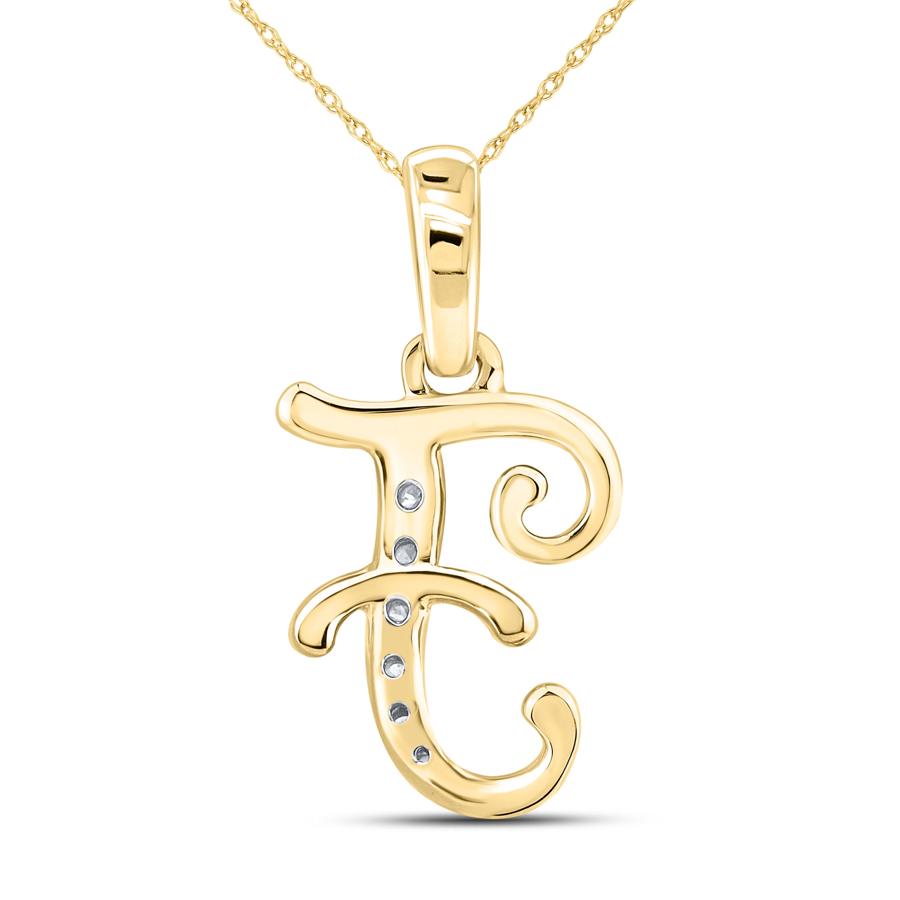 10KT YELLOW GOLD 0.04 CTW NATURAL DIAMOND INITIAL F