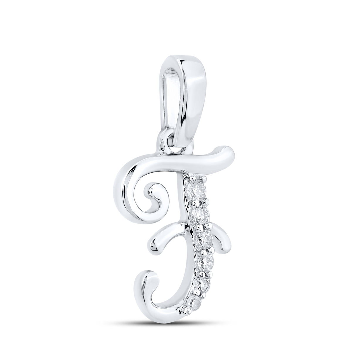 10KT WHITE GOLD 0.04 CTW NATURAL DIAMOND INITIAL F