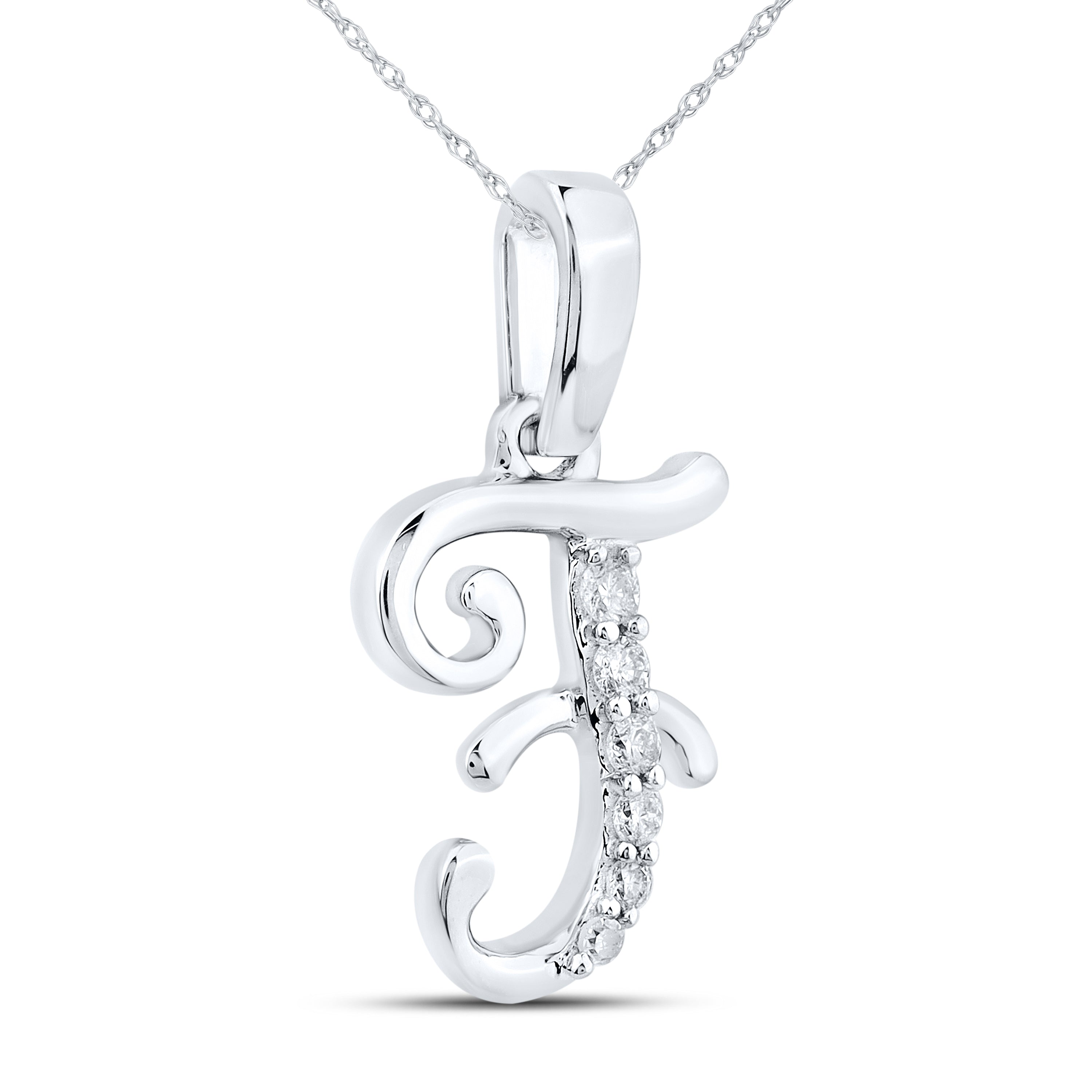 10KT WHITE GOLD 0.04 CTW NATURAL DIAMOND INITIAL F