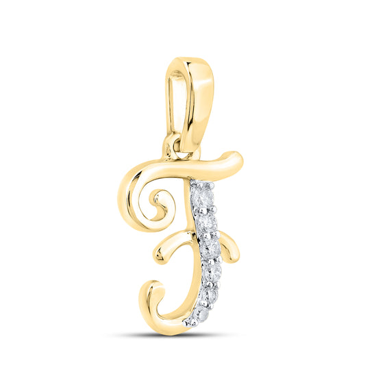 10KT YELLOW GOLD 0.04 CTW NATURAL DIAMOND INITIAL F