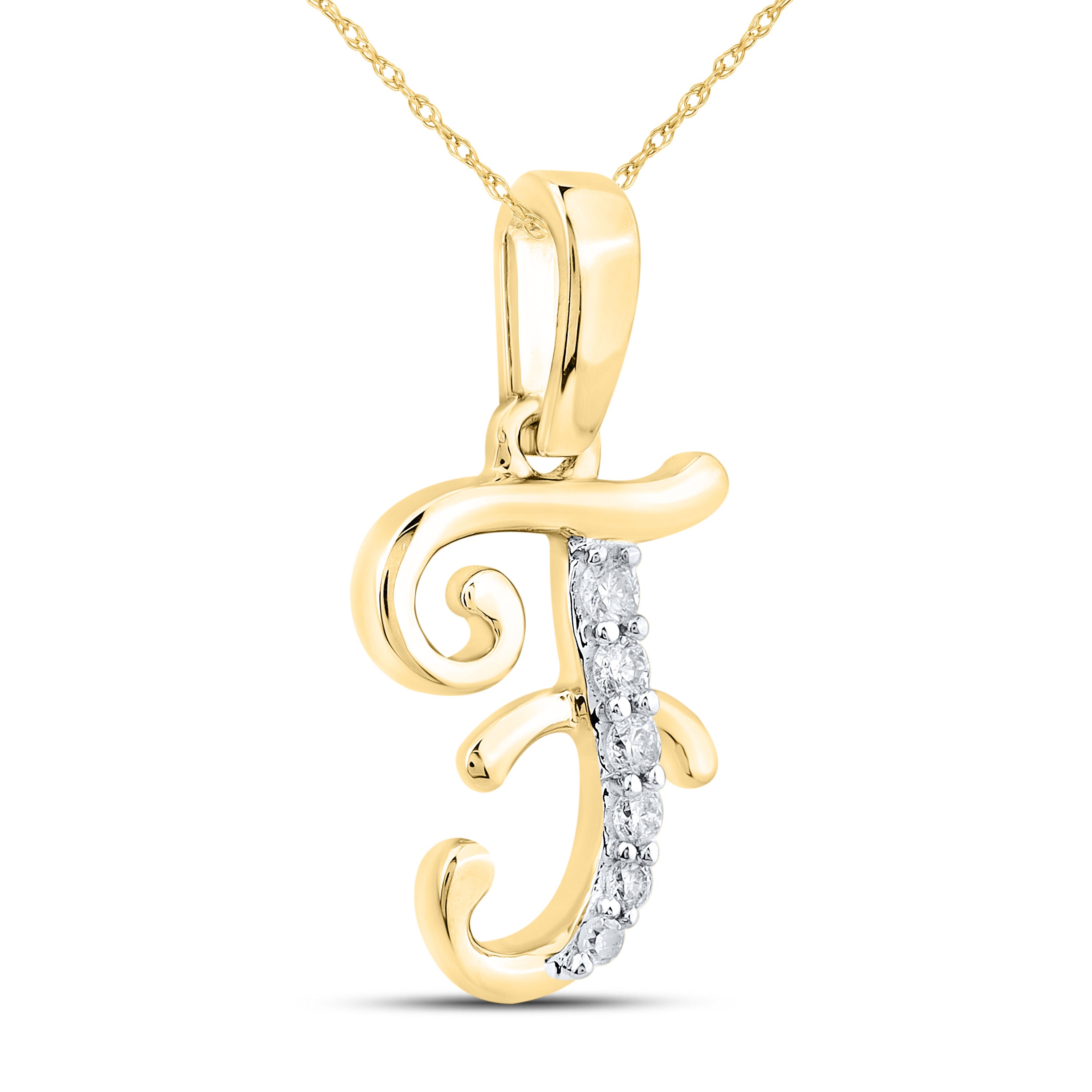 10KT YELLOW GOLD 0.04 CTW NATURAL DIAMOND INITIAL F
