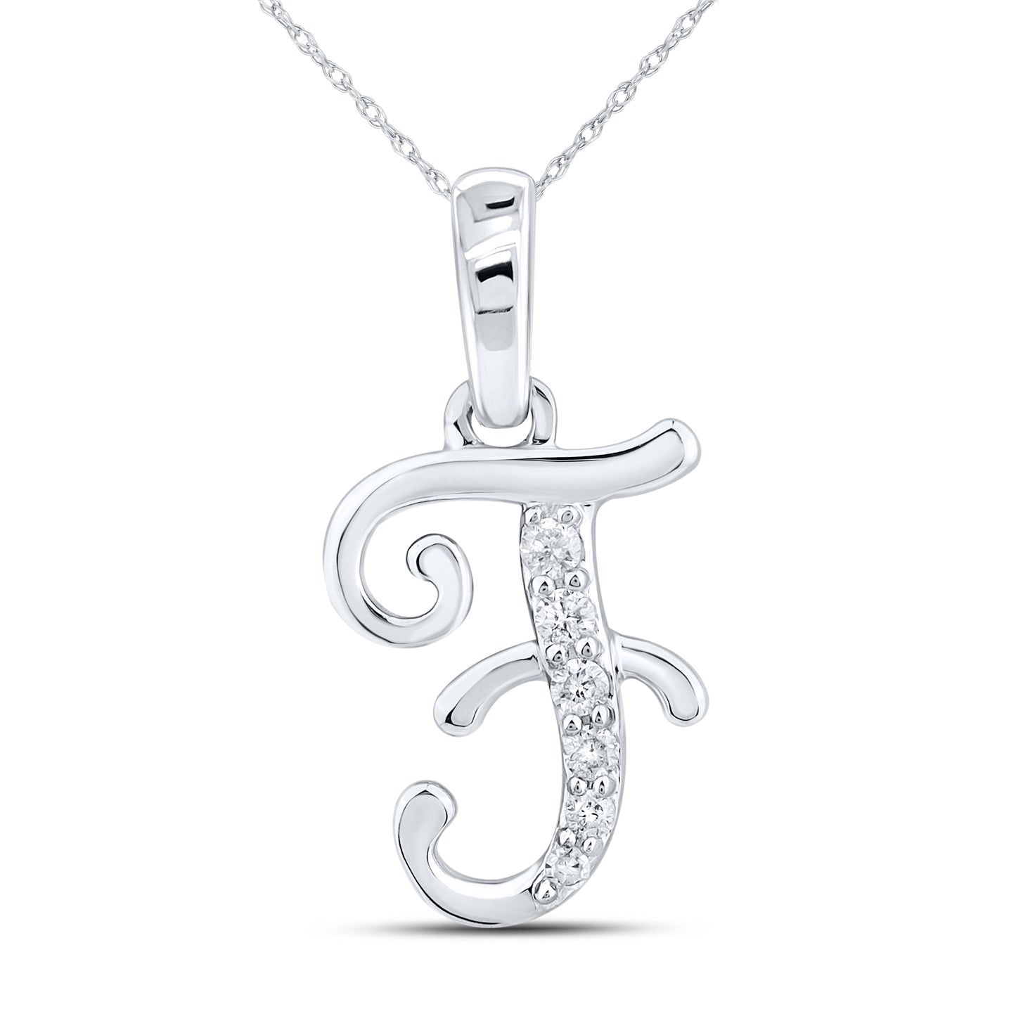 10KT WHITE GOLD 0.04 CTW NATURAL DIAMOND INITIAL F