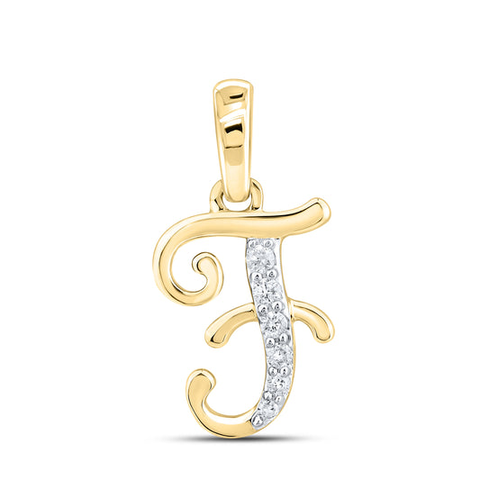 10KT YELLOW GOLD 0.04 CTW NATURAL DIAMOND INITIAL F
