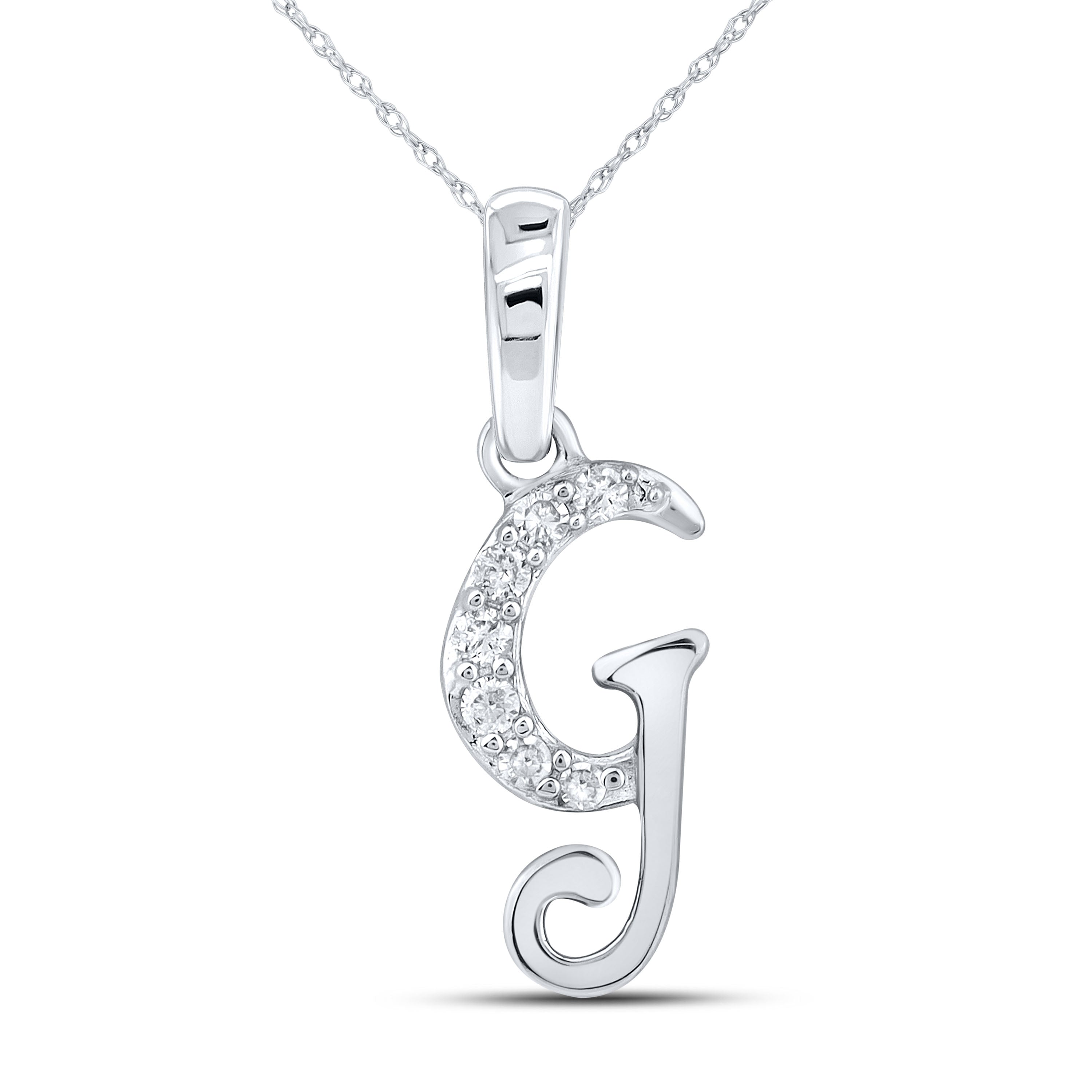 10KT WHITE GOLD 0.04 CTW NATURAL DIAMOND INITIAL G