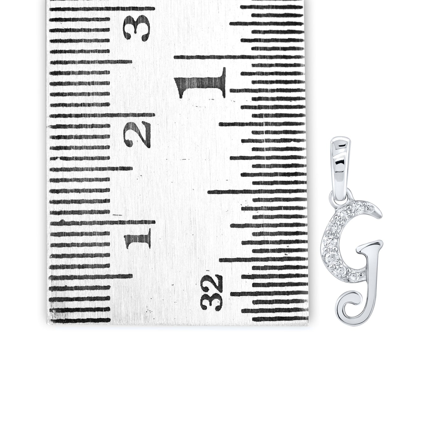 10KT WHITE GOLD 0.04 CTW NATURAL DIAMOND INITIAL G
