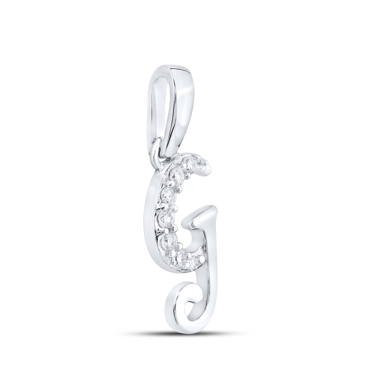 10KT WHITE GOLD 0.04 CTW NATURAL DIAMOND INITIAL G