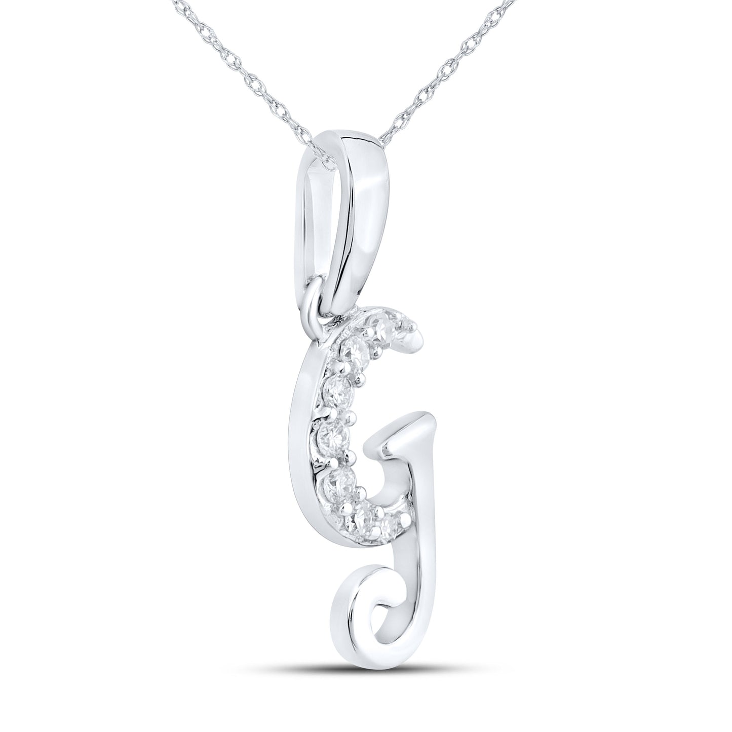 10KT WHITE GOLD 0.04 CTW NATURAL DIAMOND INITIAL G