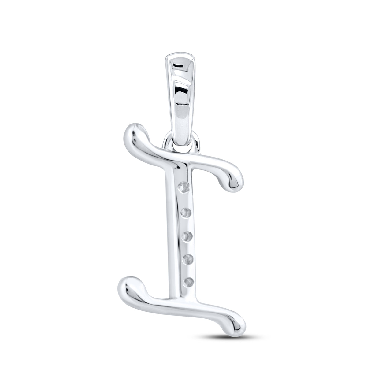 10KT WHITE GOLD 0.04 CTW NATURAL DIAMOND INITIAL I