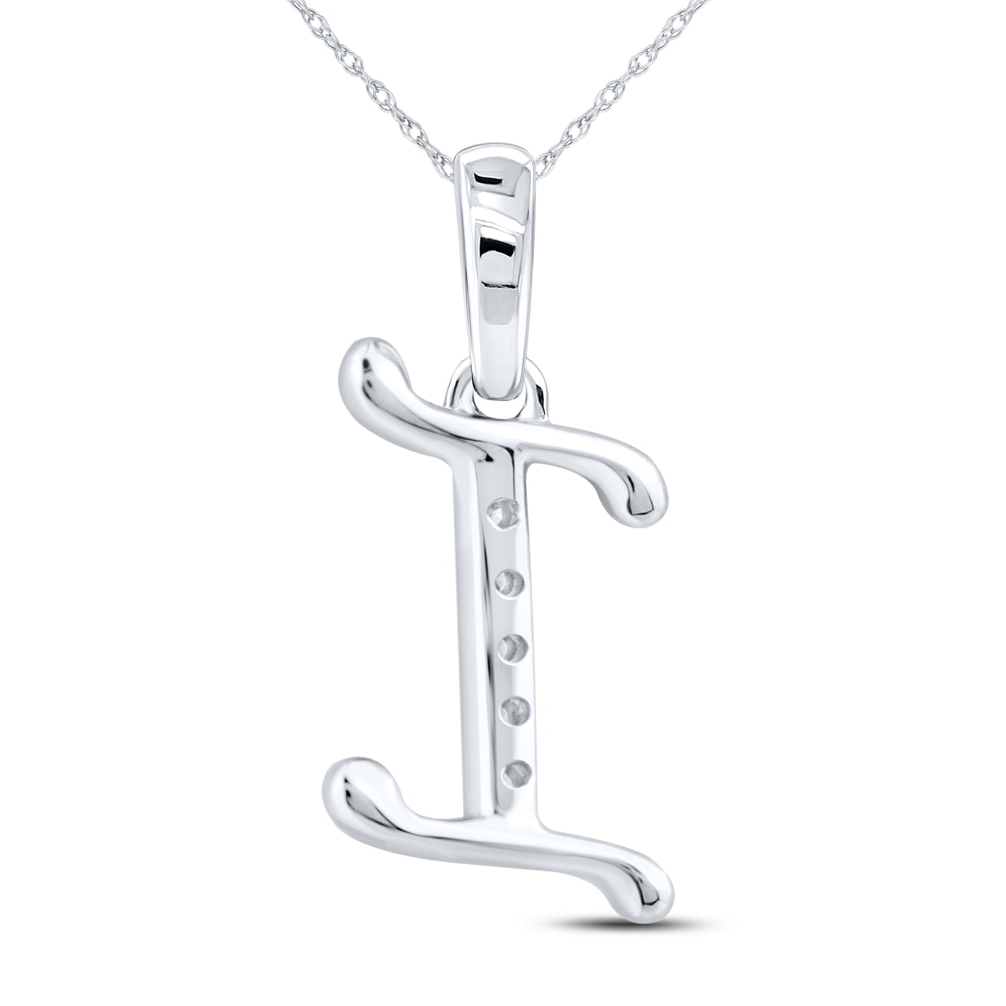 10KT WHITE GOLD 0.04 CTW NATURAL DIAMOND INITIAL I