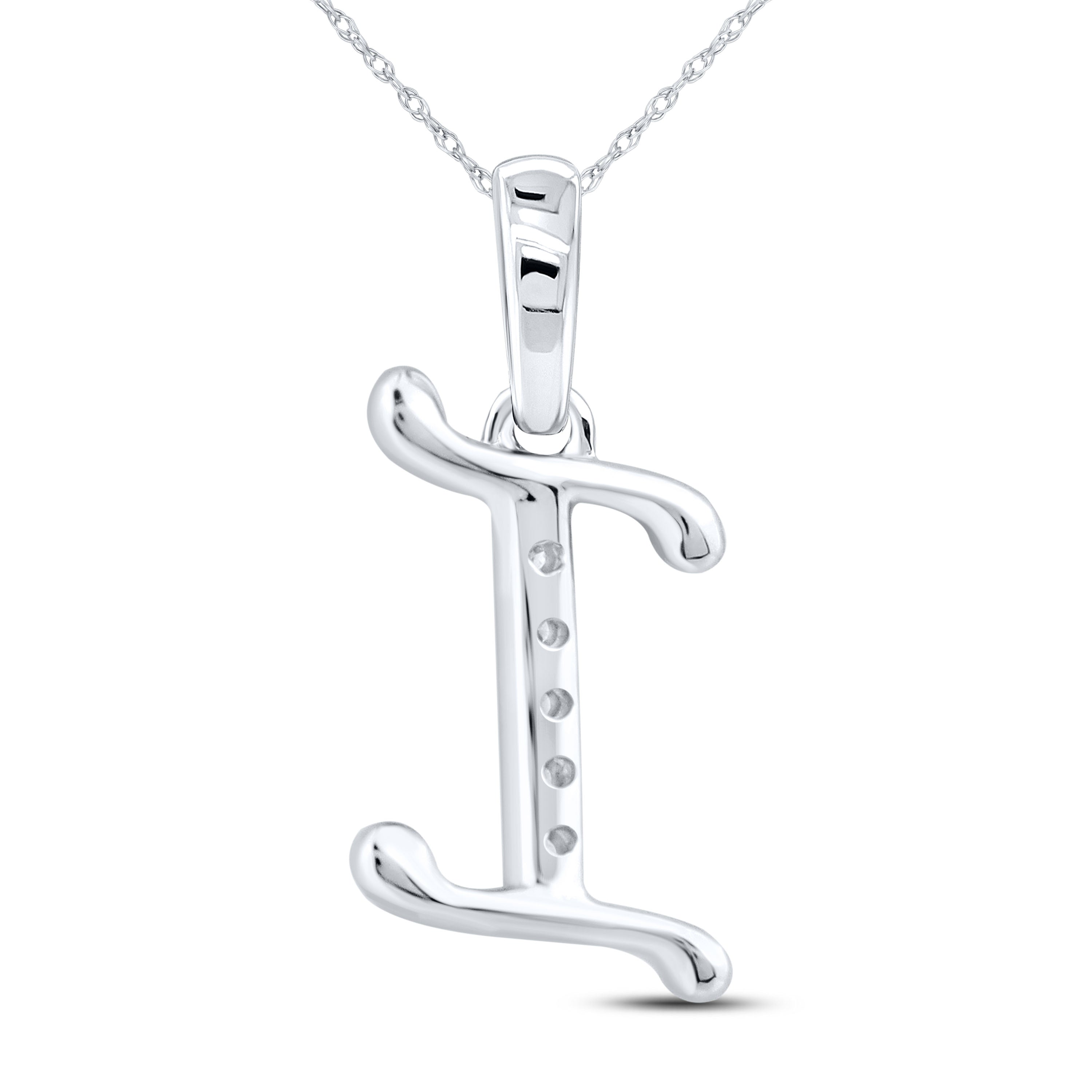 10kt White Gold 0.04 CTW Diamond Initial I