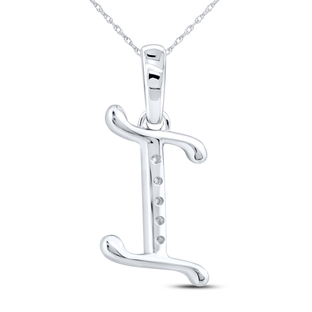 10kt White Gold 0.04 CTW Diamond Initial I