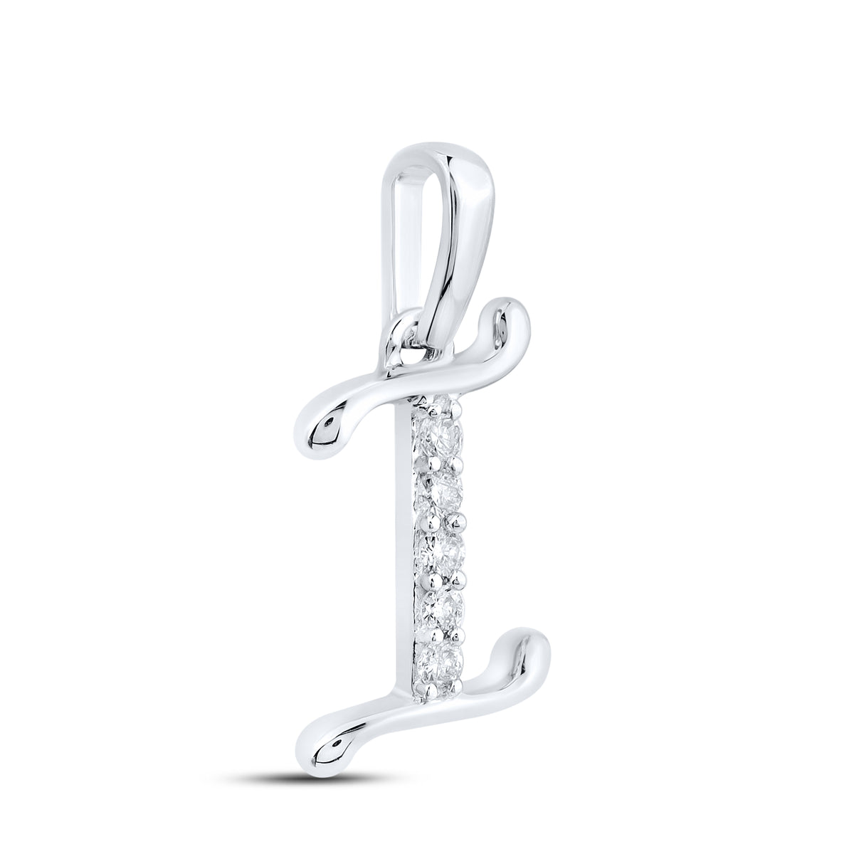 10KT WHITE GOLD 0.04 CTW NATURAL DIAMOND INITIAL I