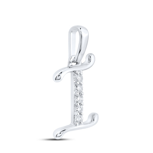 10KT WHITE GOLD 0.04 CTW NATURAL DIAMOND INITIAL I