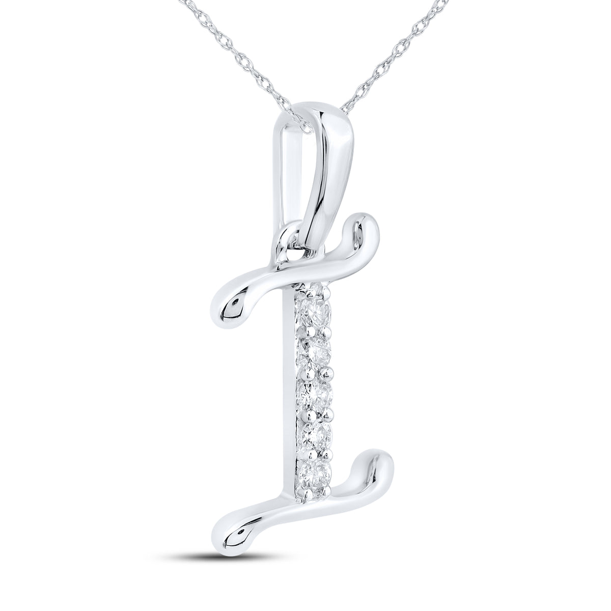 10KT WHITE GOLD 0.04 CTW NATURAL DIAMOND INITIAL I