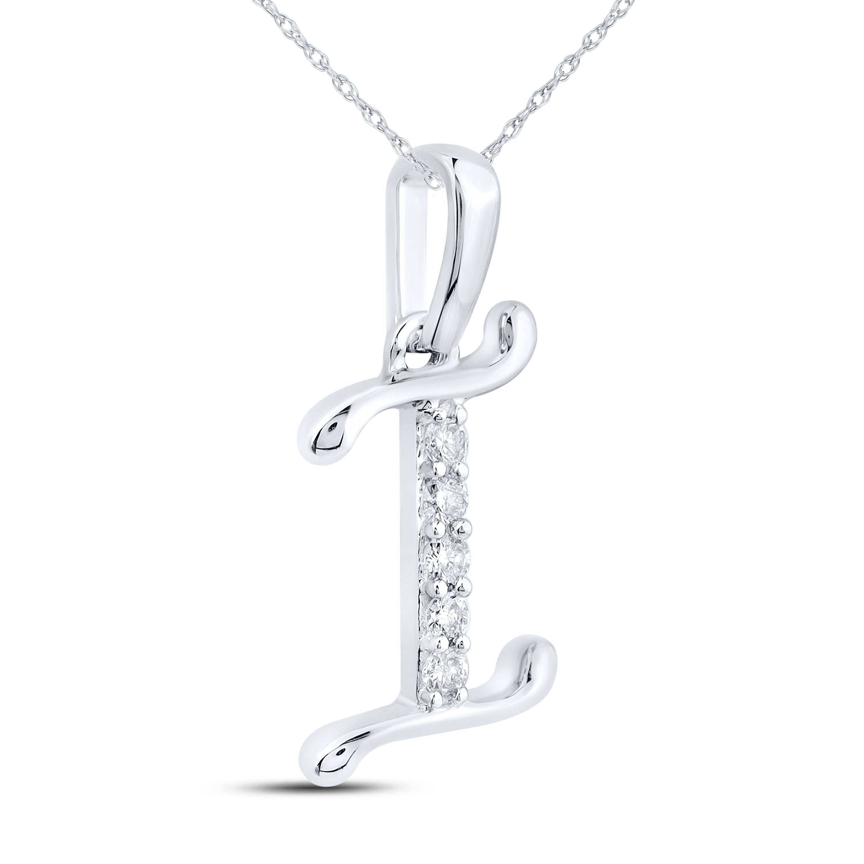 10kt White Gold 0.04 CTW Diamond Initial I