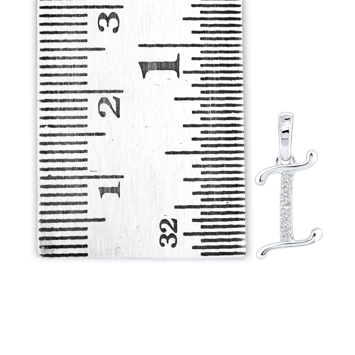 10KT WHITE GOLD 0.04 CTW NATURAL DIAMOND INITIAL I