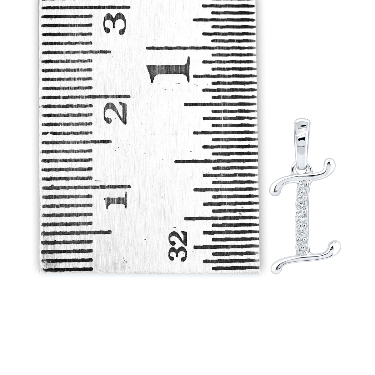10kt White Gold 0.04 CTW Diamond Initial I