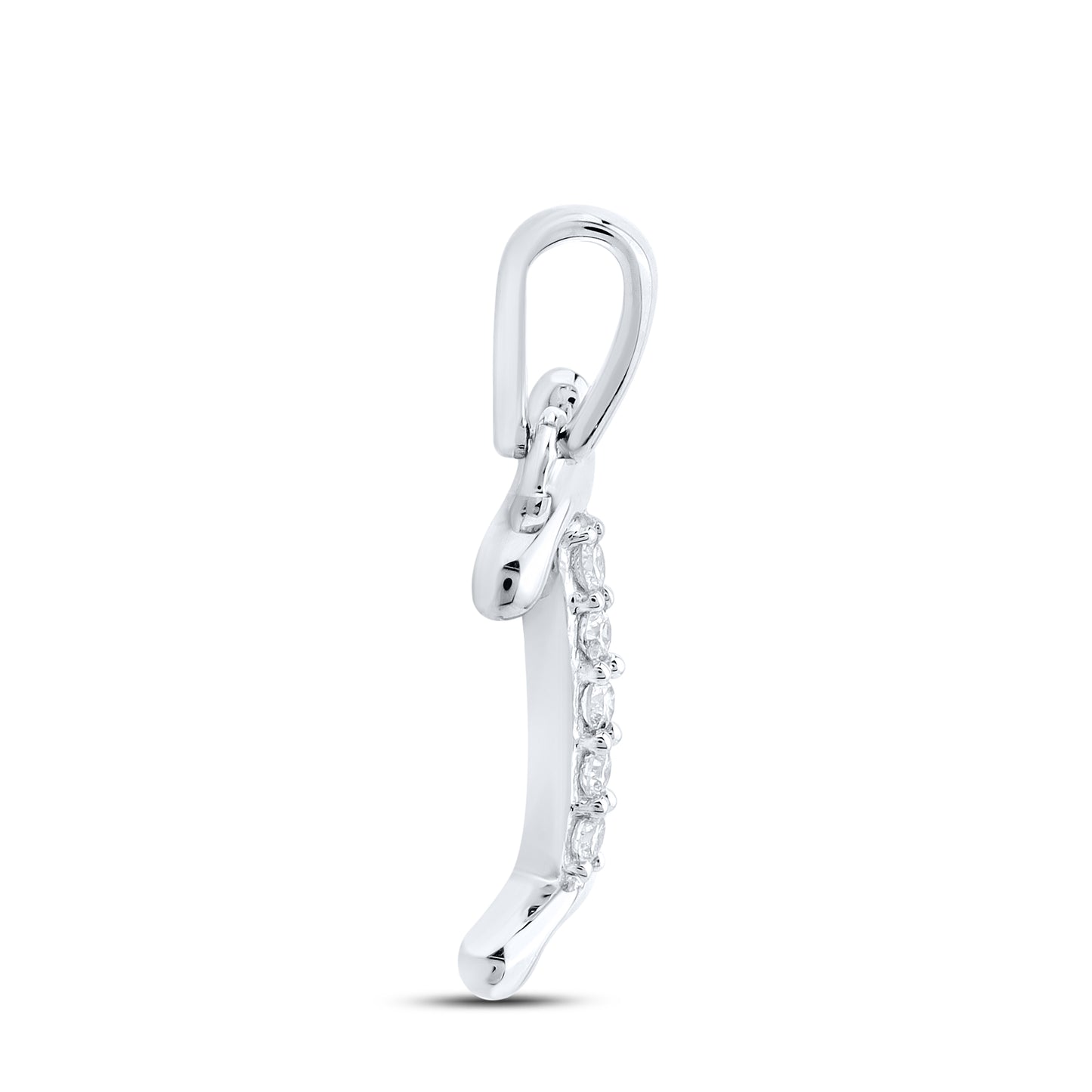 10KT WHITE GOLD 0.04 CTW NATURAL DIAMOND INITIAL I