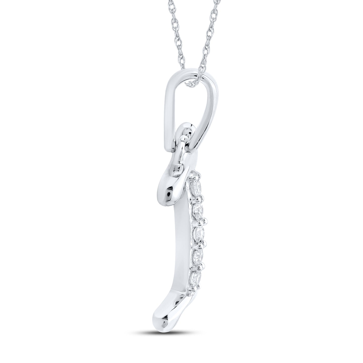 10KT WHITE GOLD 0.04 CTW NATURAL DIAMOND INITIAL I