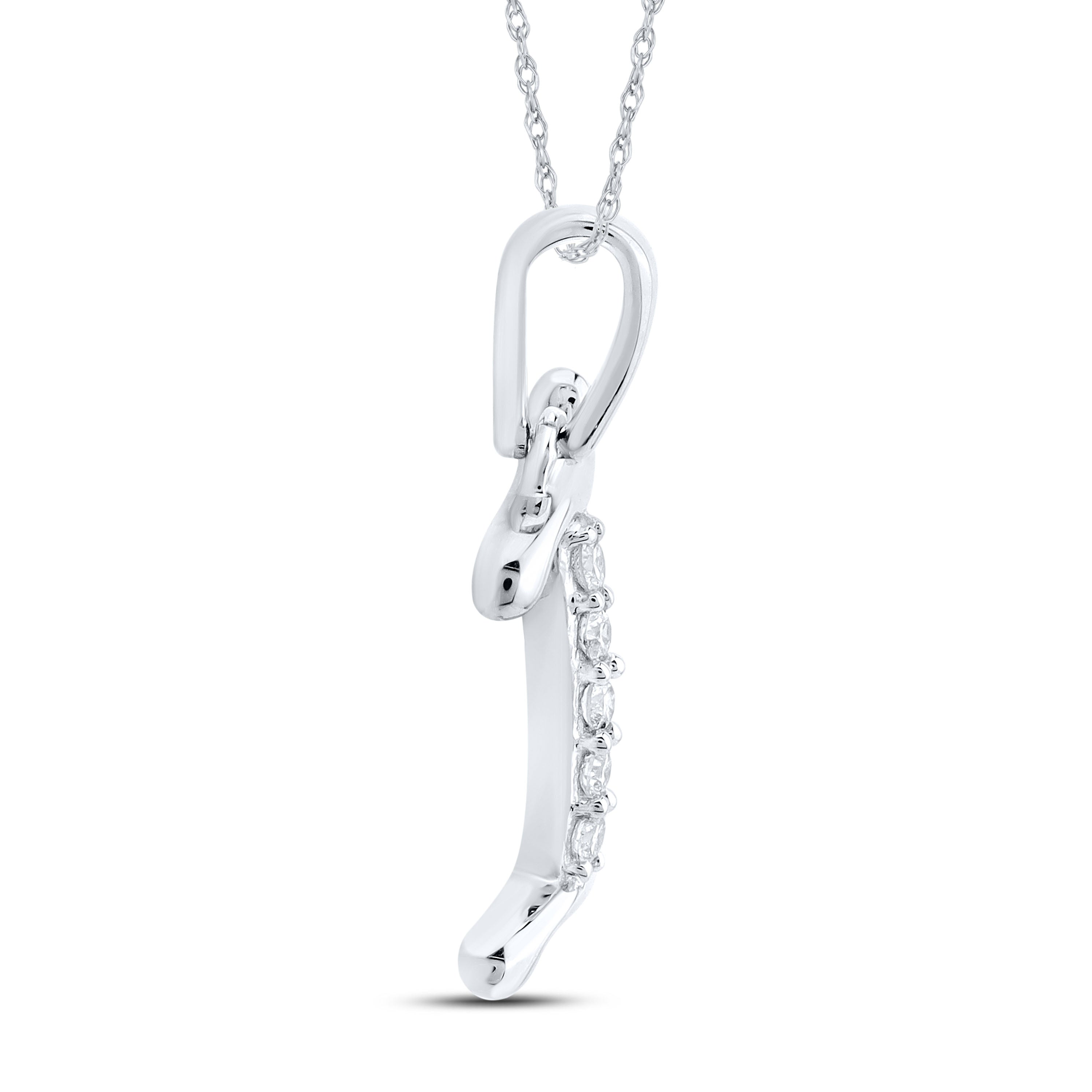 10kt White Gold 0.04 CTW Diamond Initial I