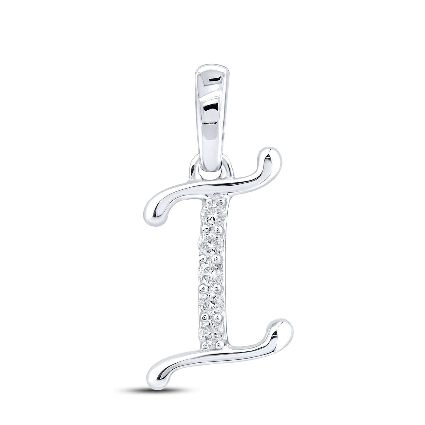 10KT WHITE GOLD 0.04 CTW NATURAL DIAMOND INITIAL I