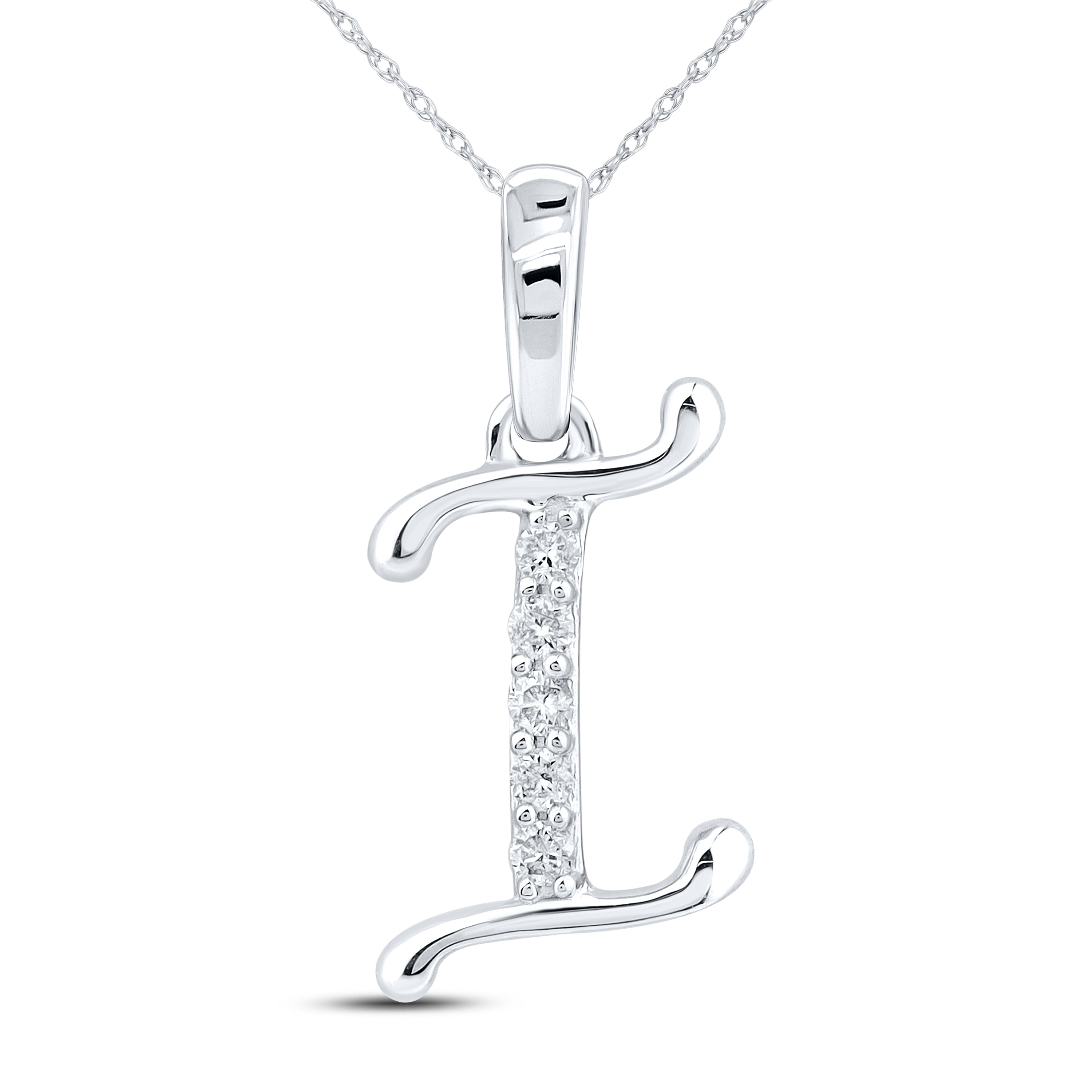 10KT WHITE GOLD 0.04 CTW NATURAL DIAMOND INITIAL I